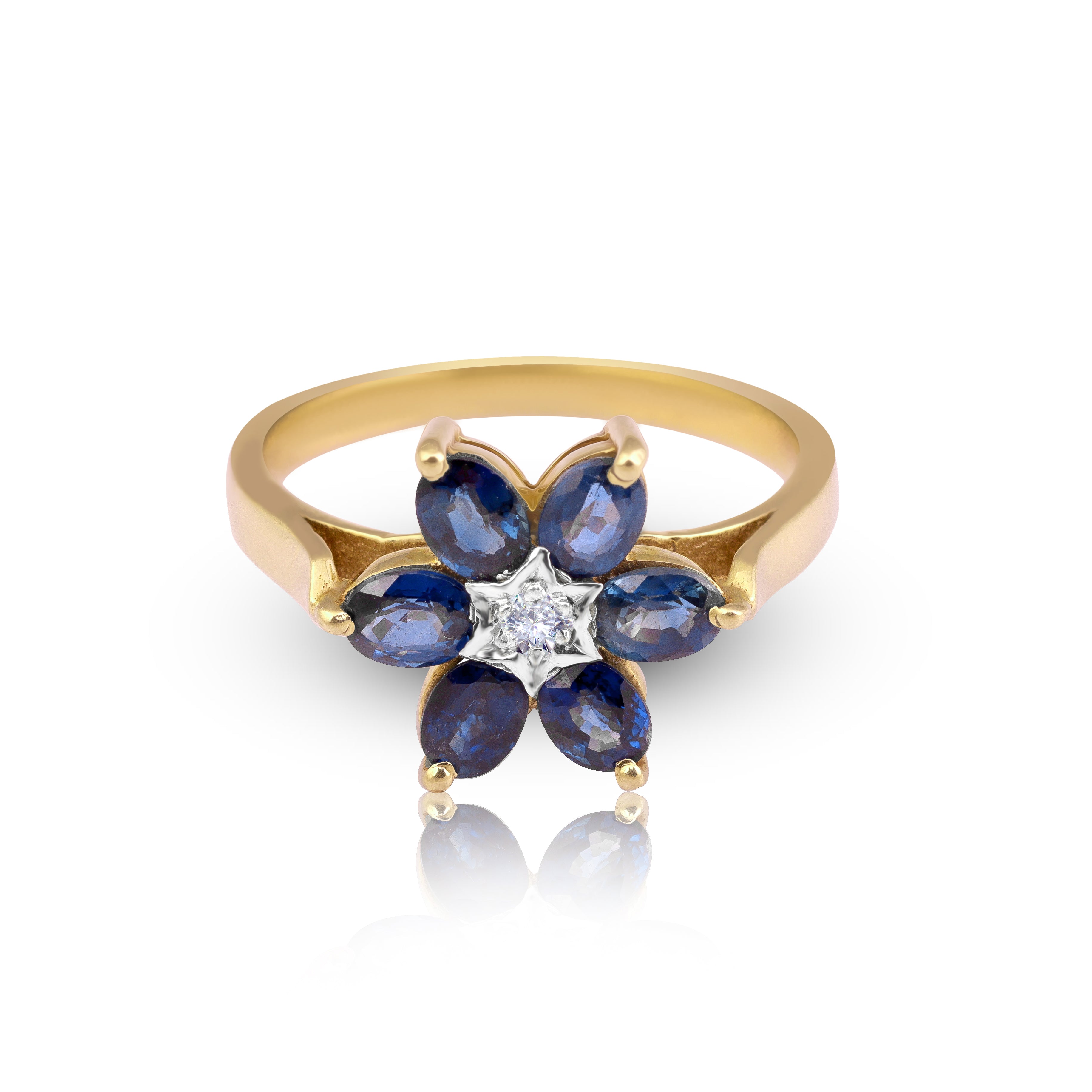 14 karat gold sapphire diamond ring