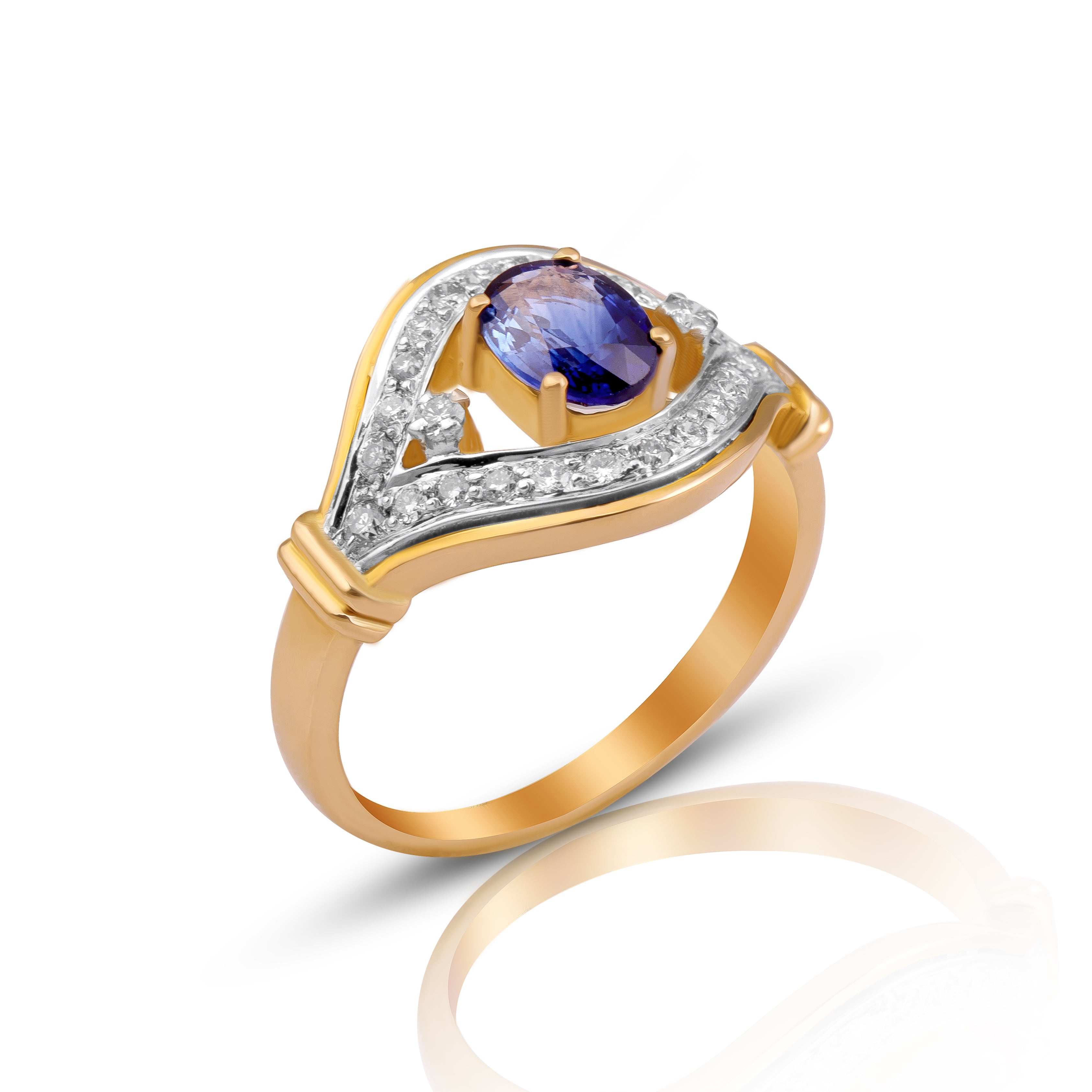 14 karat gold sapphire diamond ring