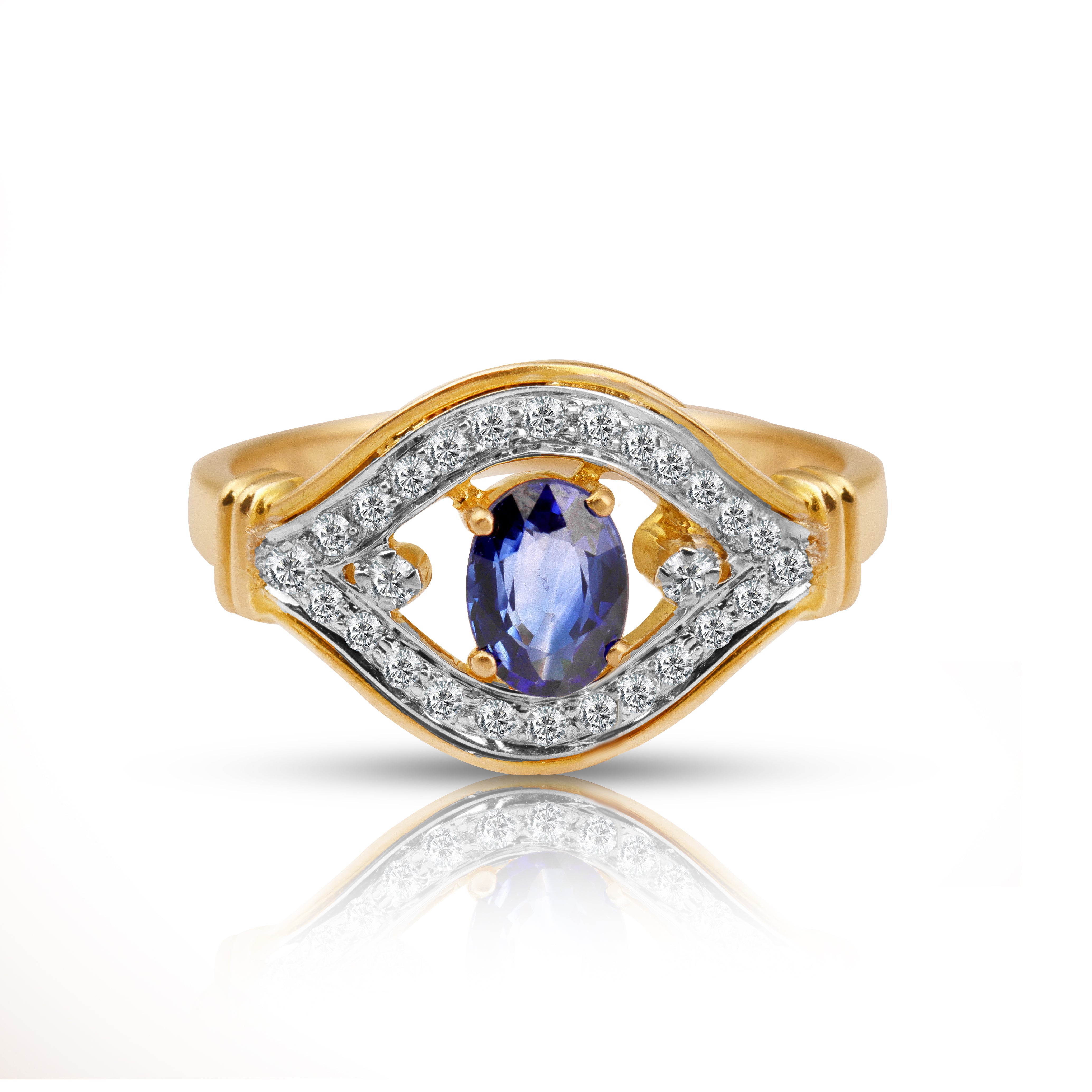 14 karat gold sapphire diamond ring