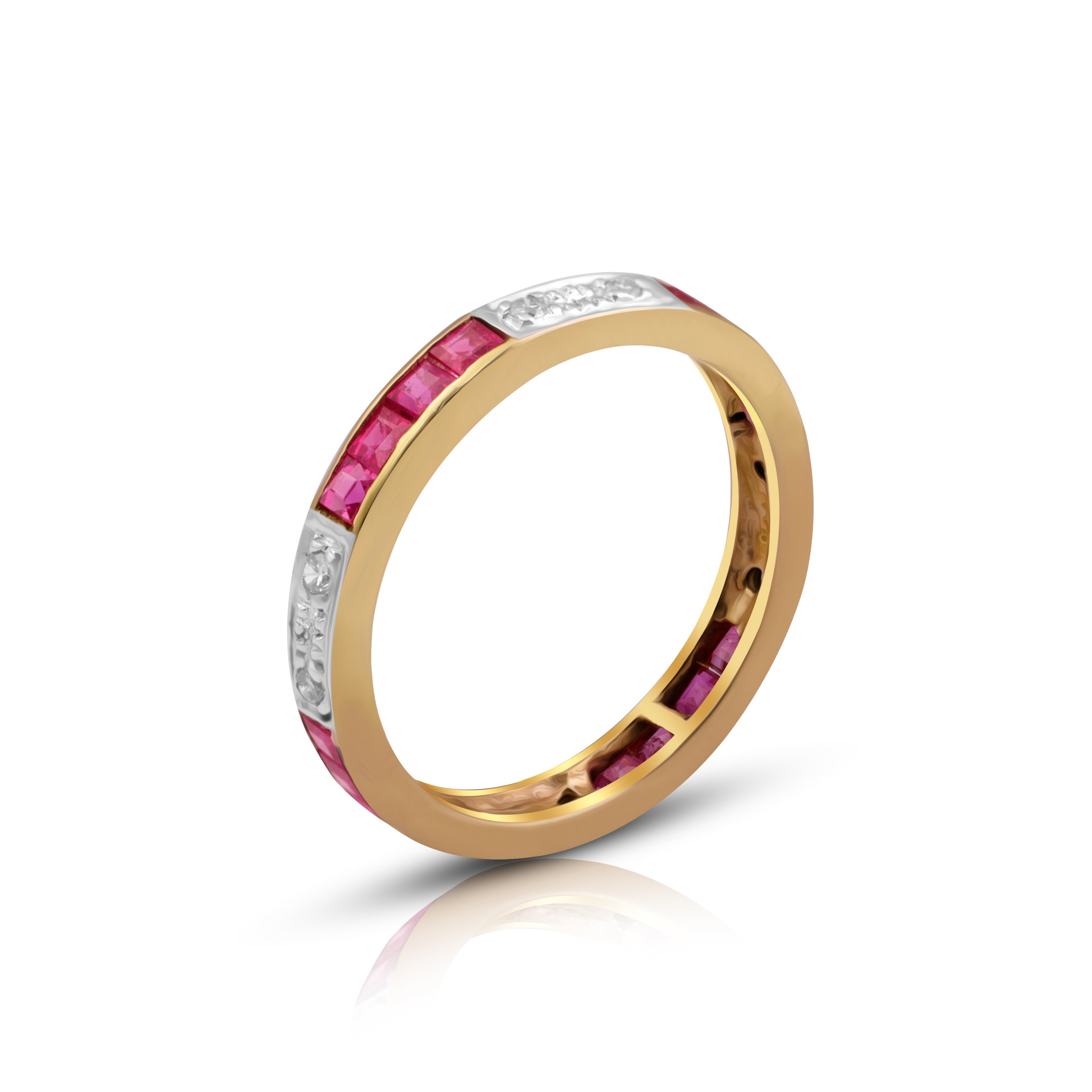 9 karat gold ruby diamond ring