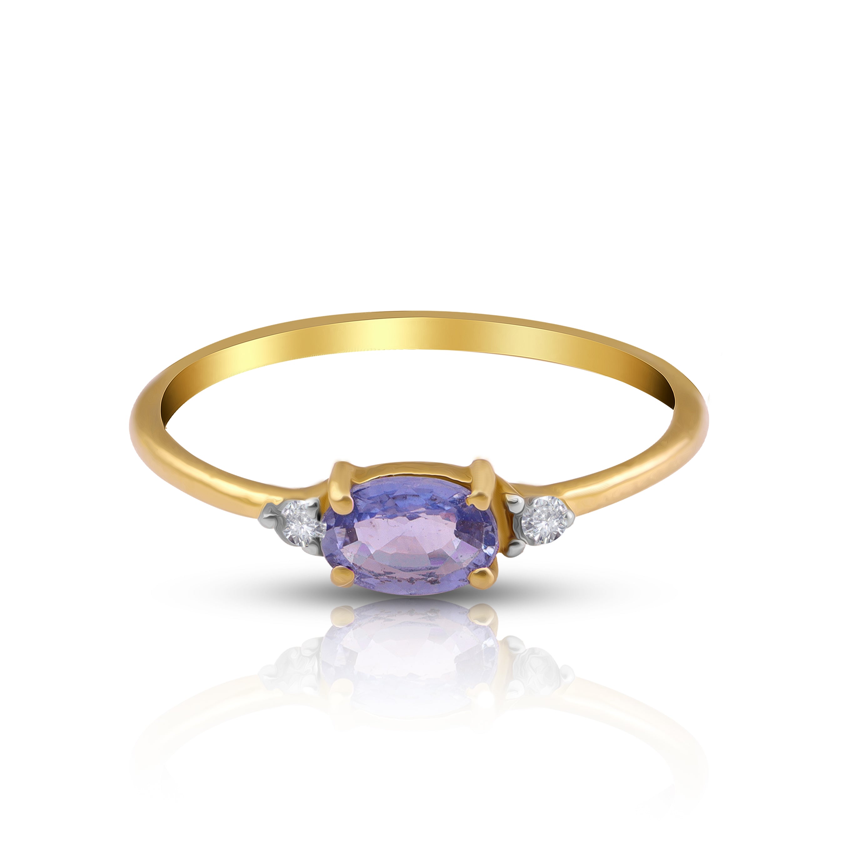 14 karat gold sapphire diamond ring