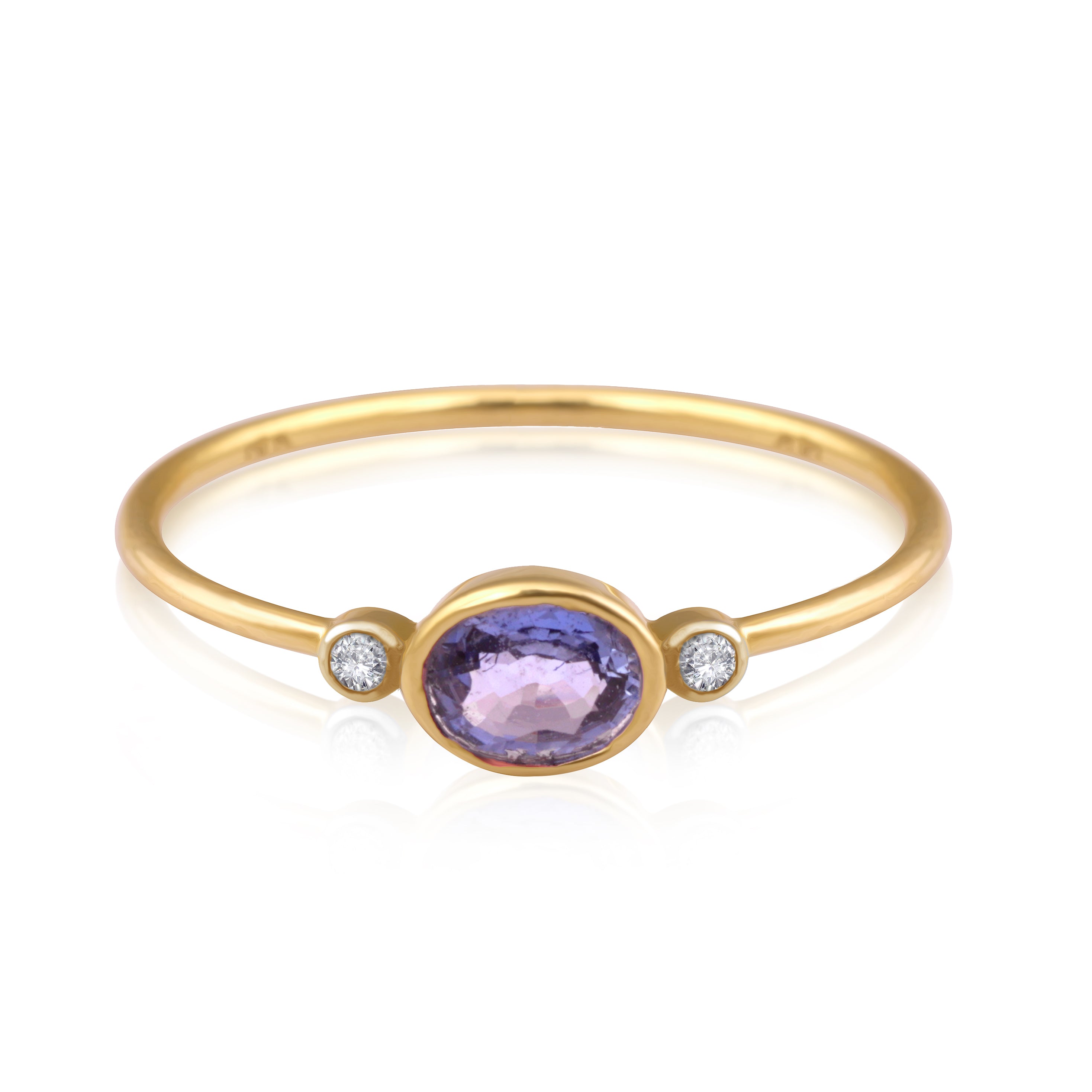 14 karat gold sapphire diamond ring