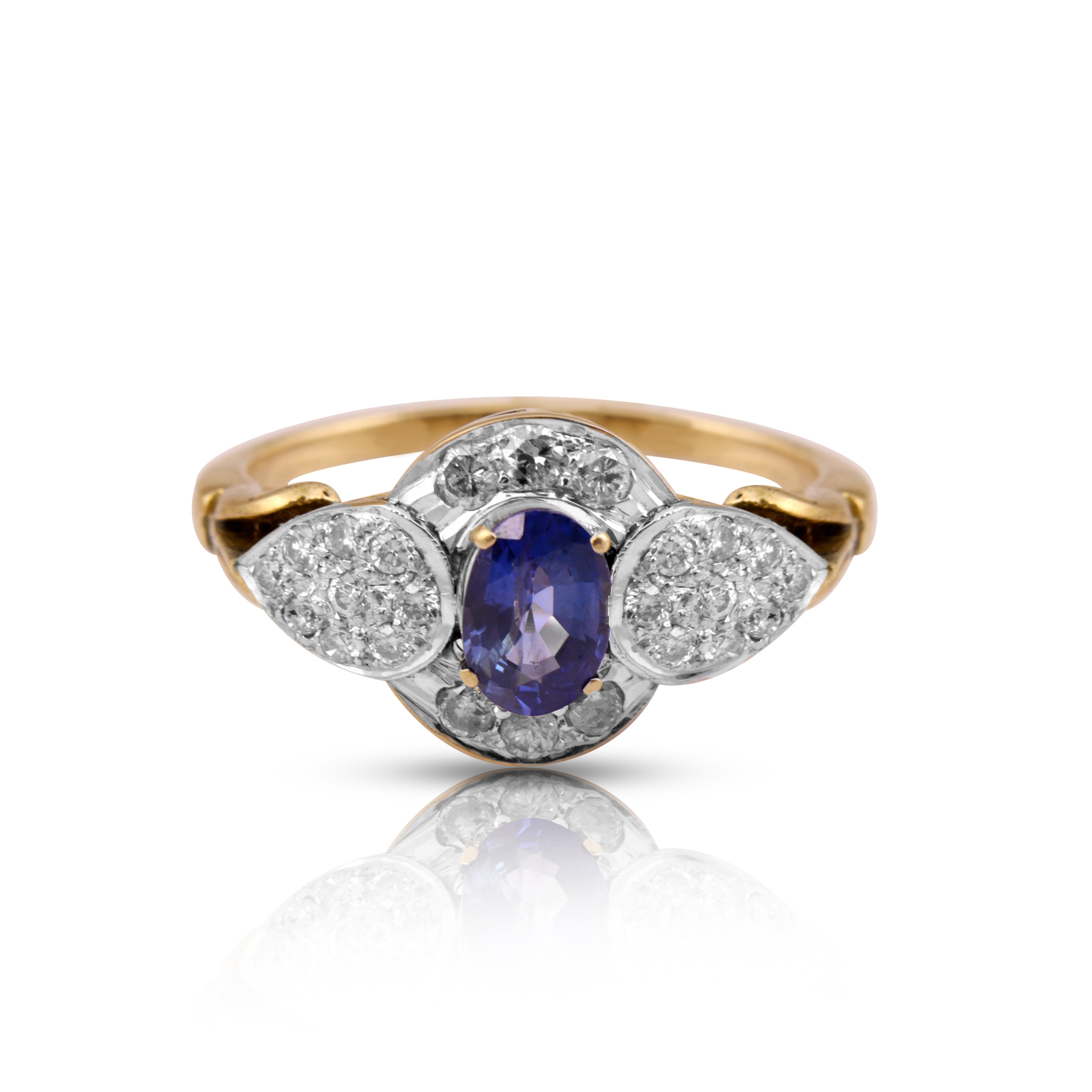 9 karat gold sapphire diamond ring