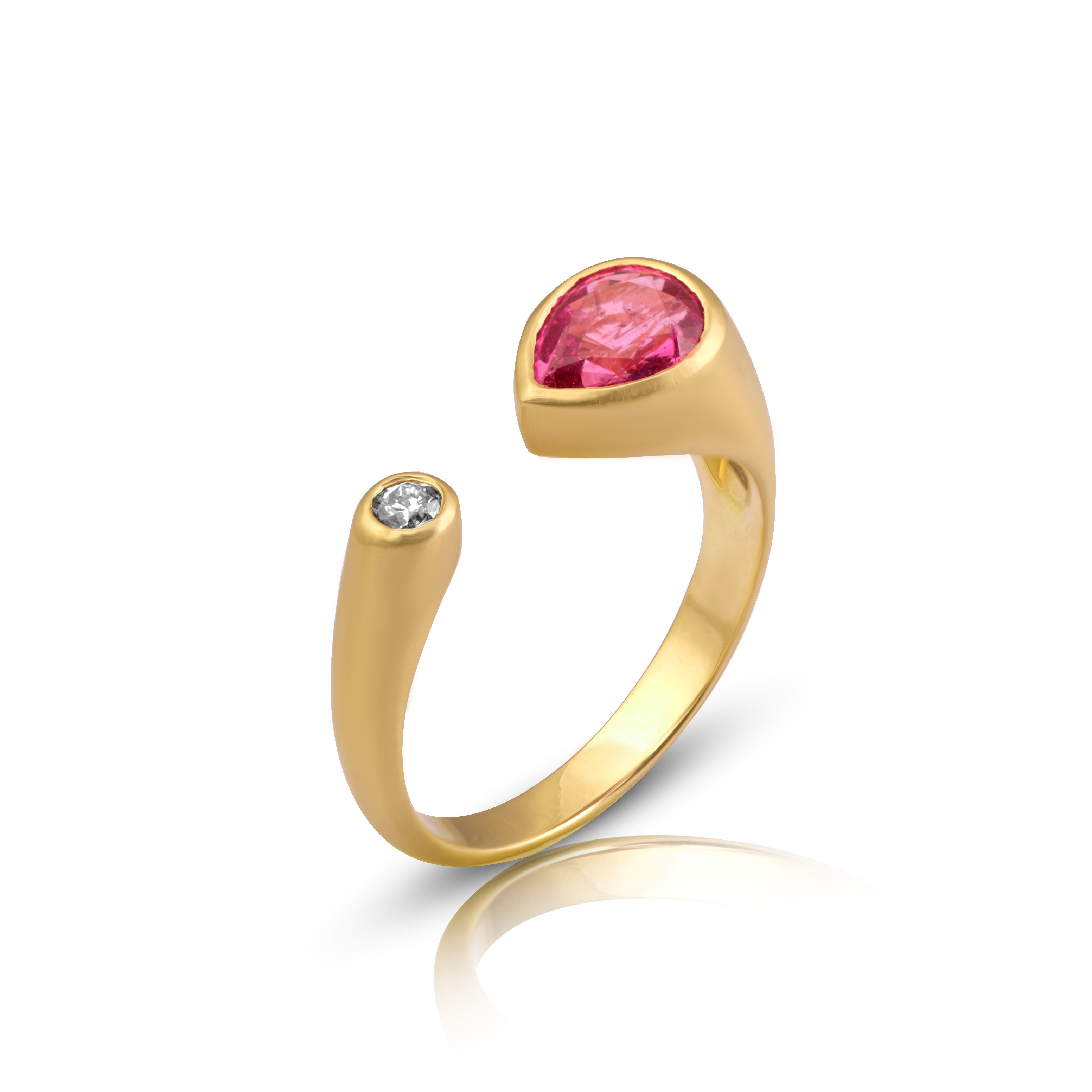 14 karat gold pink sapphire diamond ring