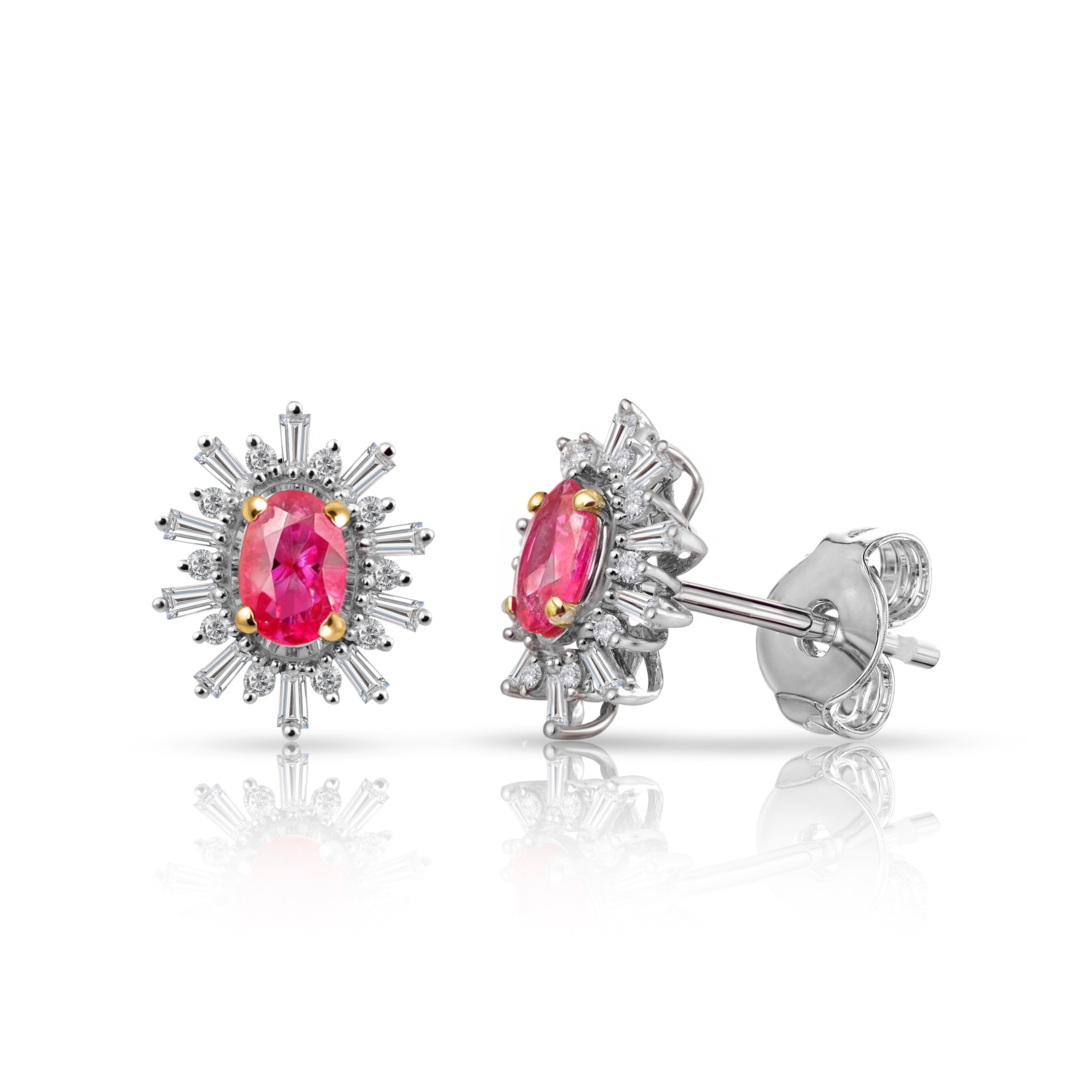 14 karat gold ruby diamond earrings