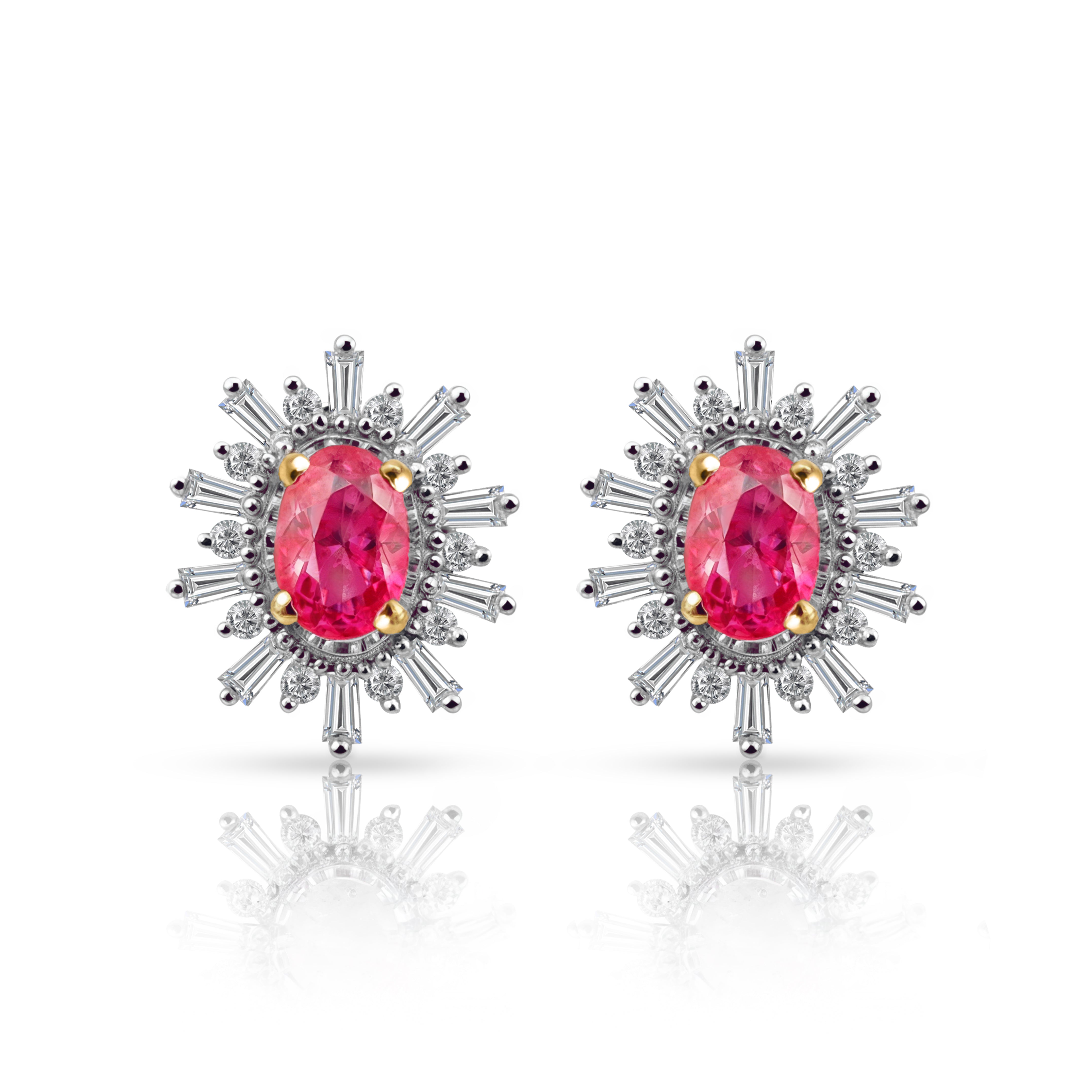 14 karat gold ruby diamond earrings