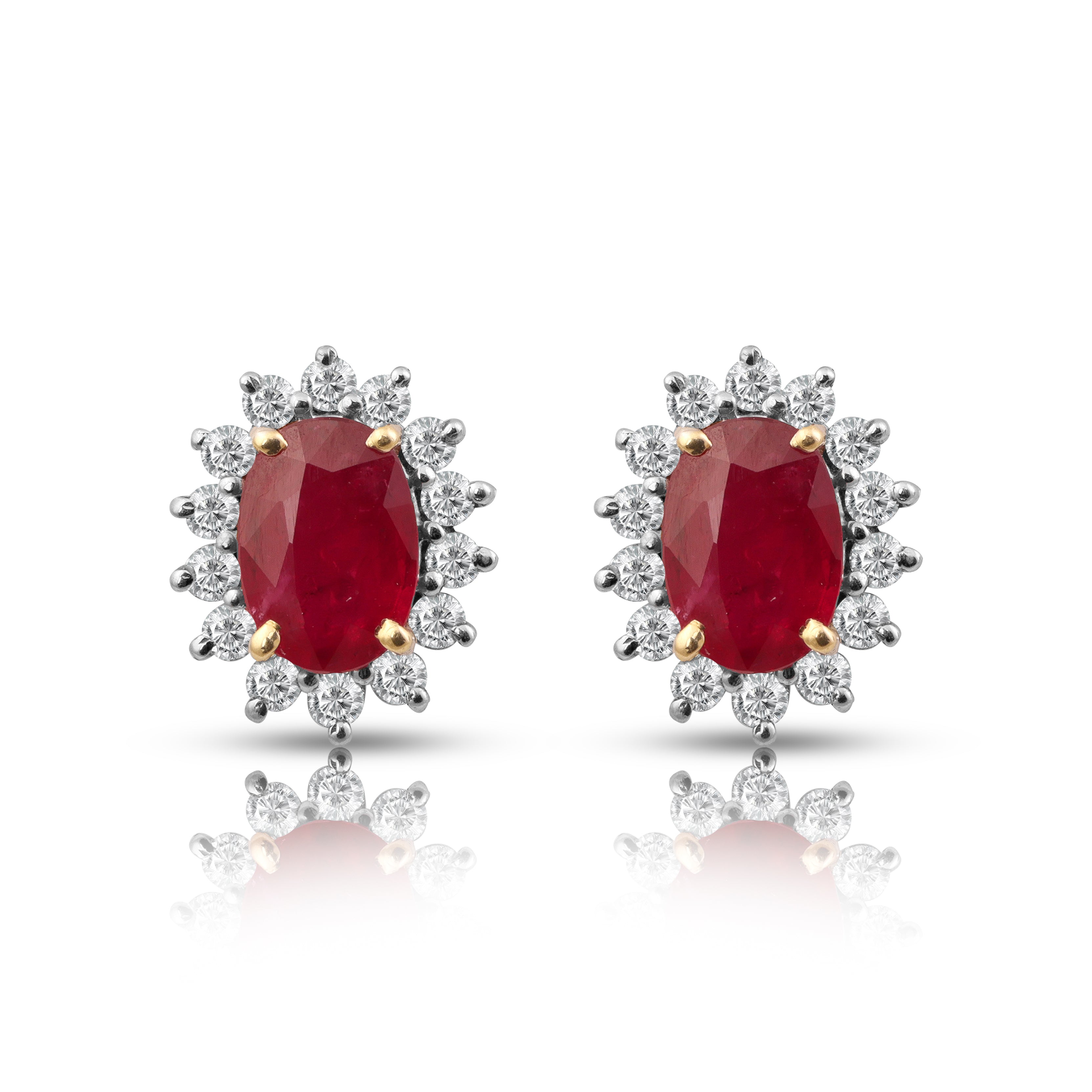 14 karat gold ruby diamond earrings