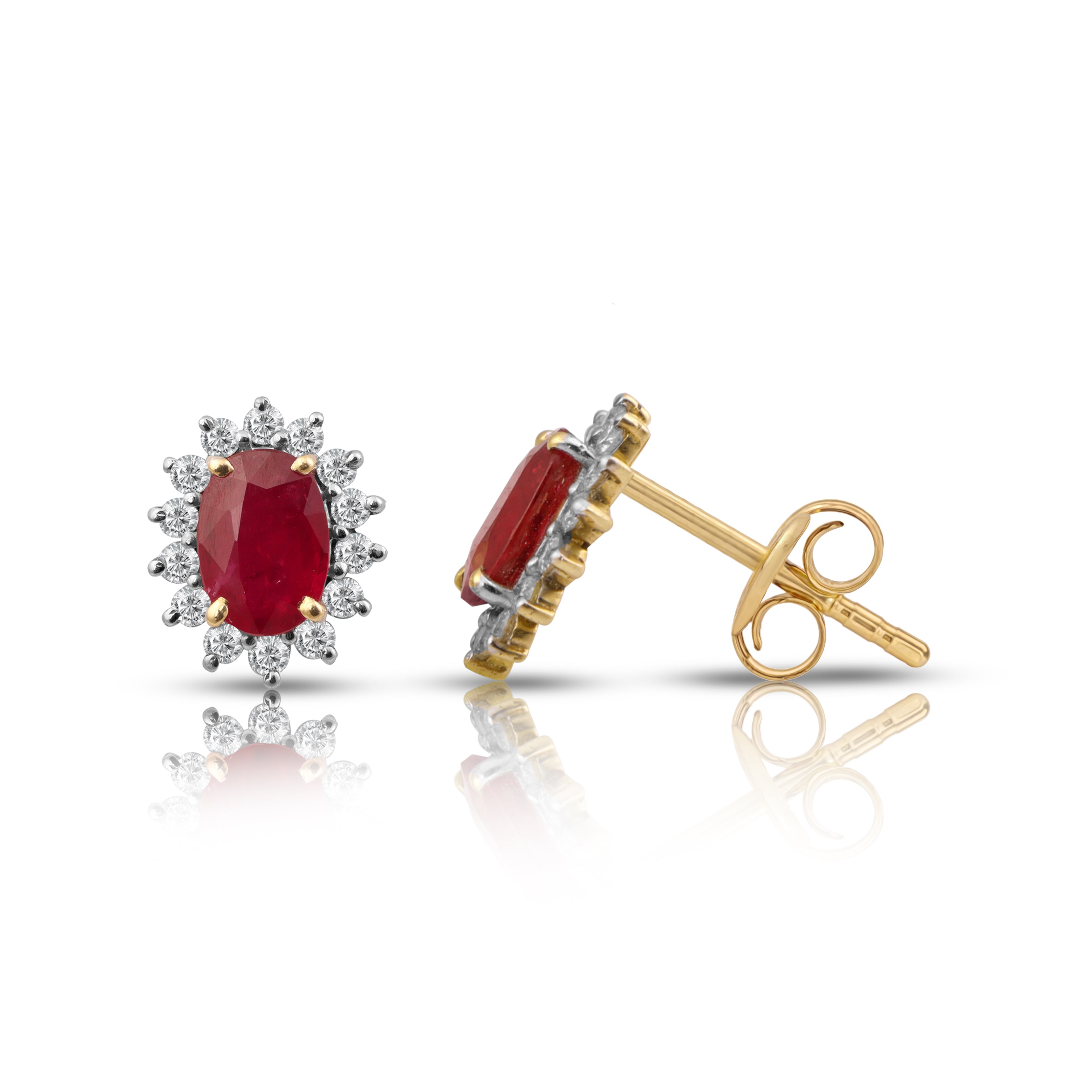 14 karat gold ruby diamond earrings