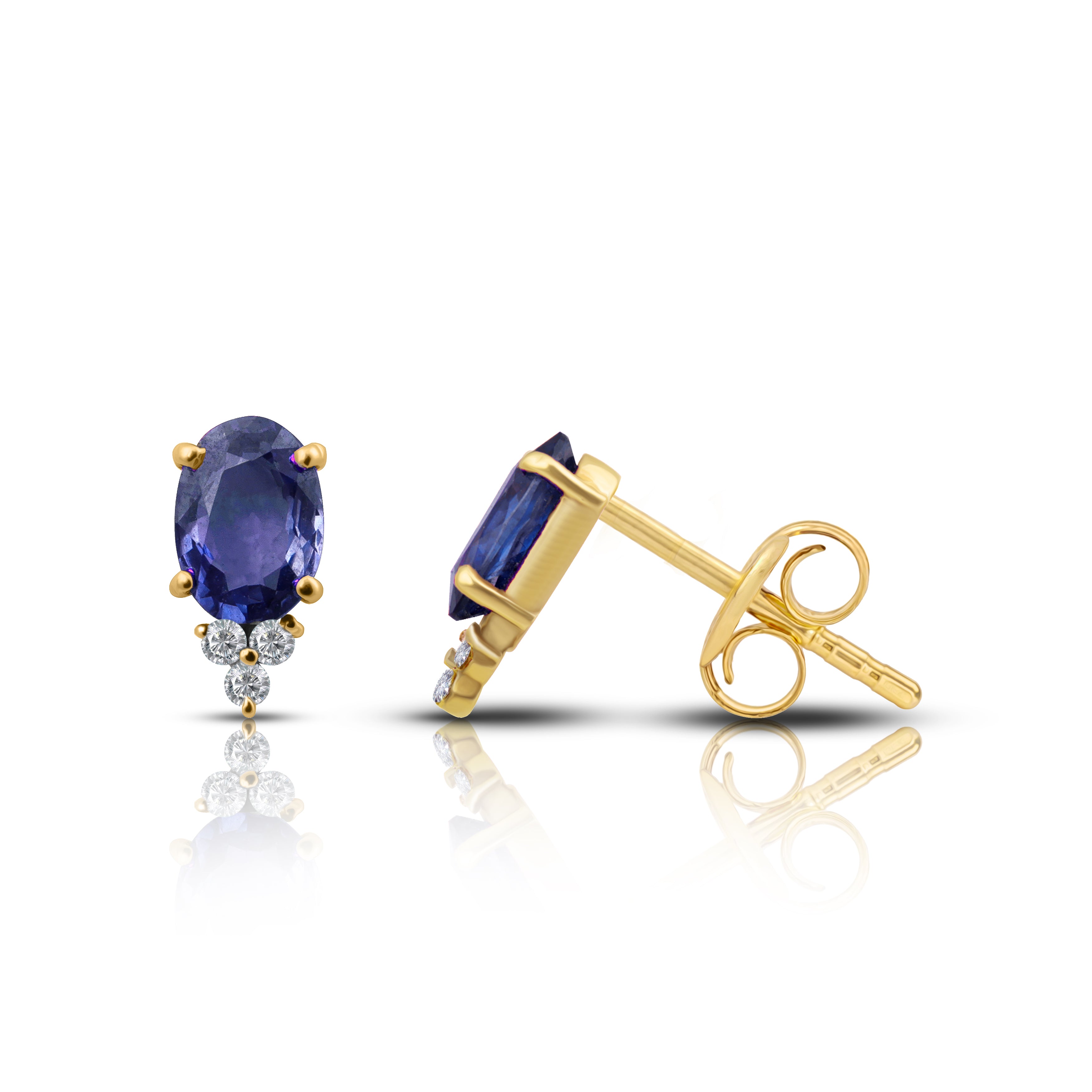 14 karat gold sapphire diamond earrings