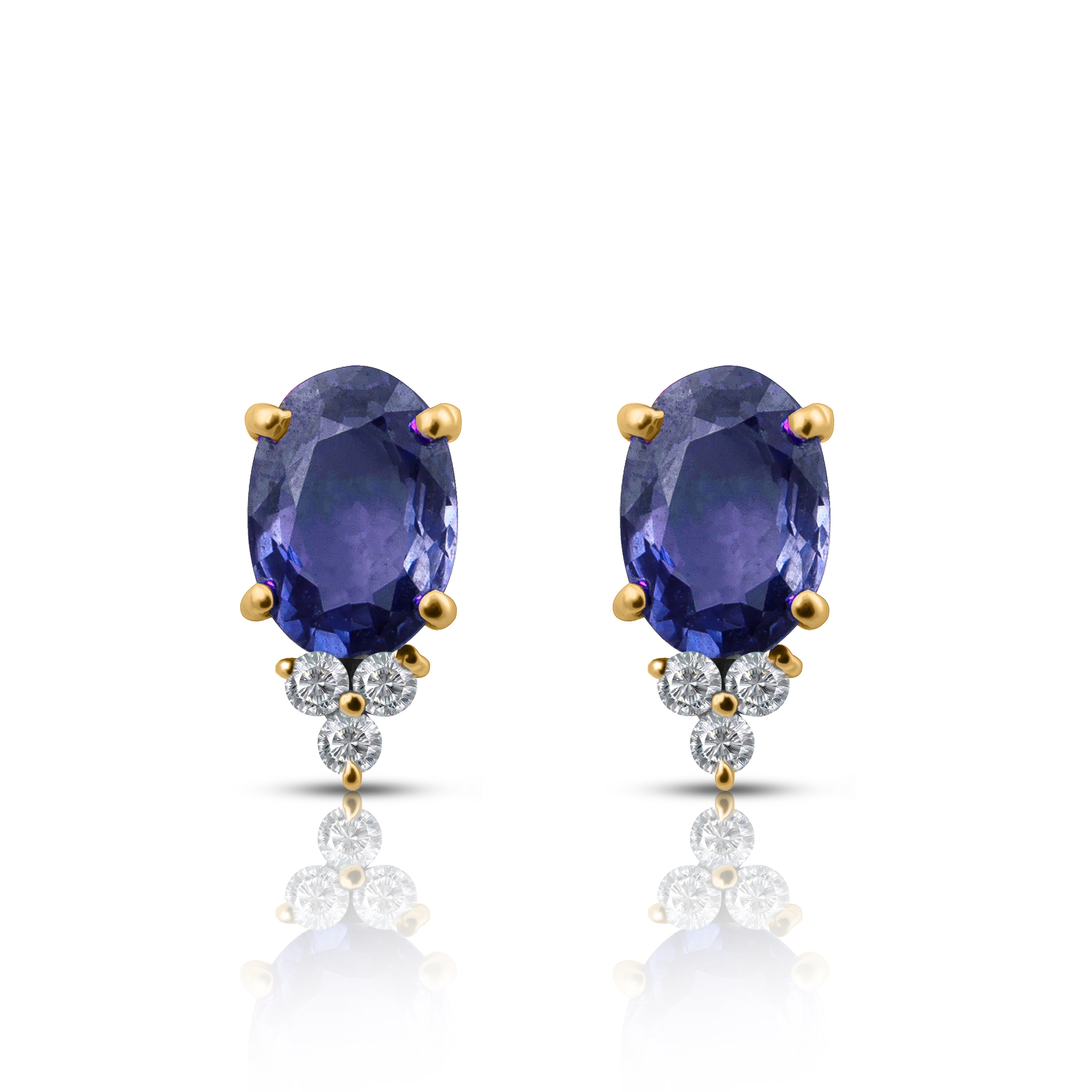 14 karat gold sapphire diamond earrings