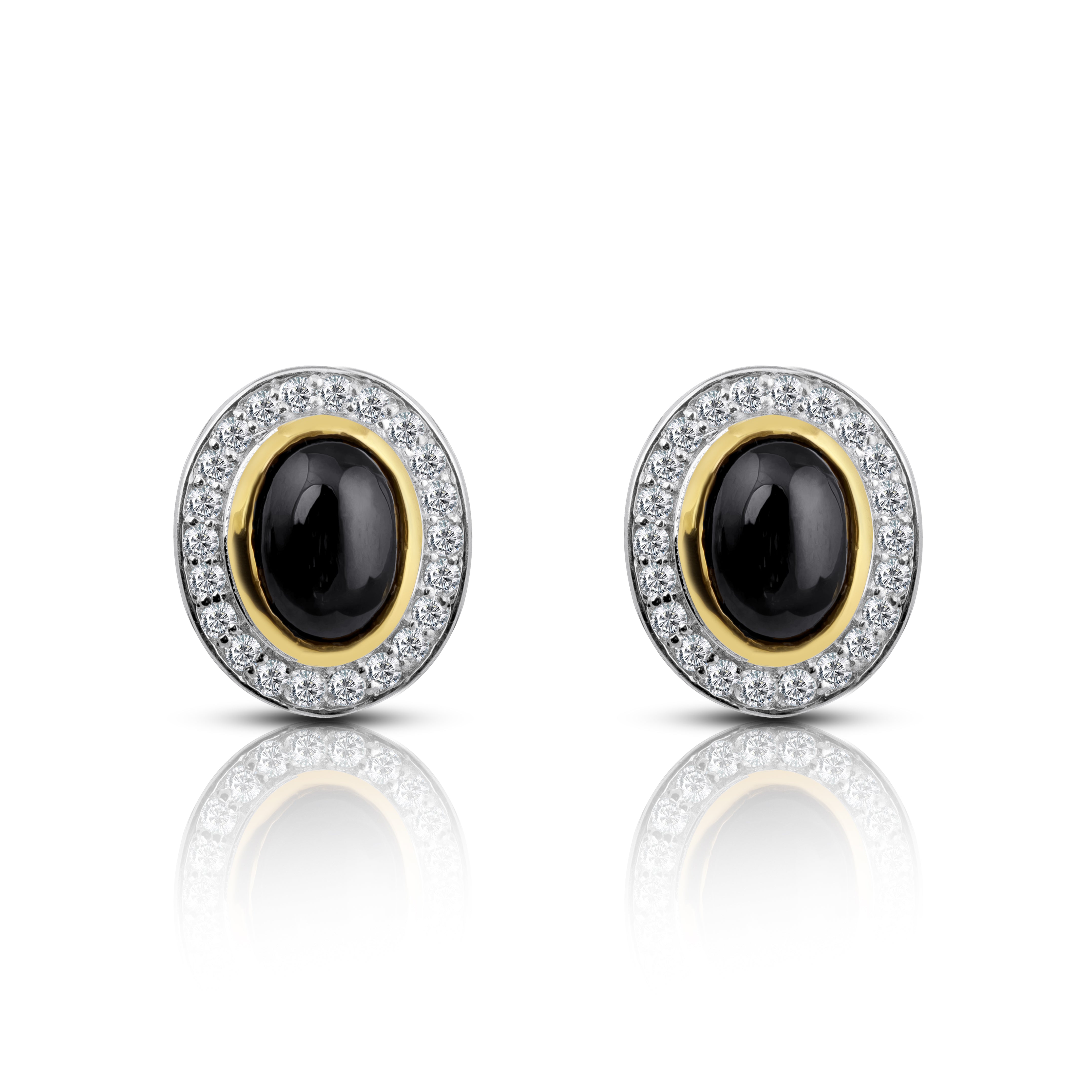 14 karat gold black star diamond earrings