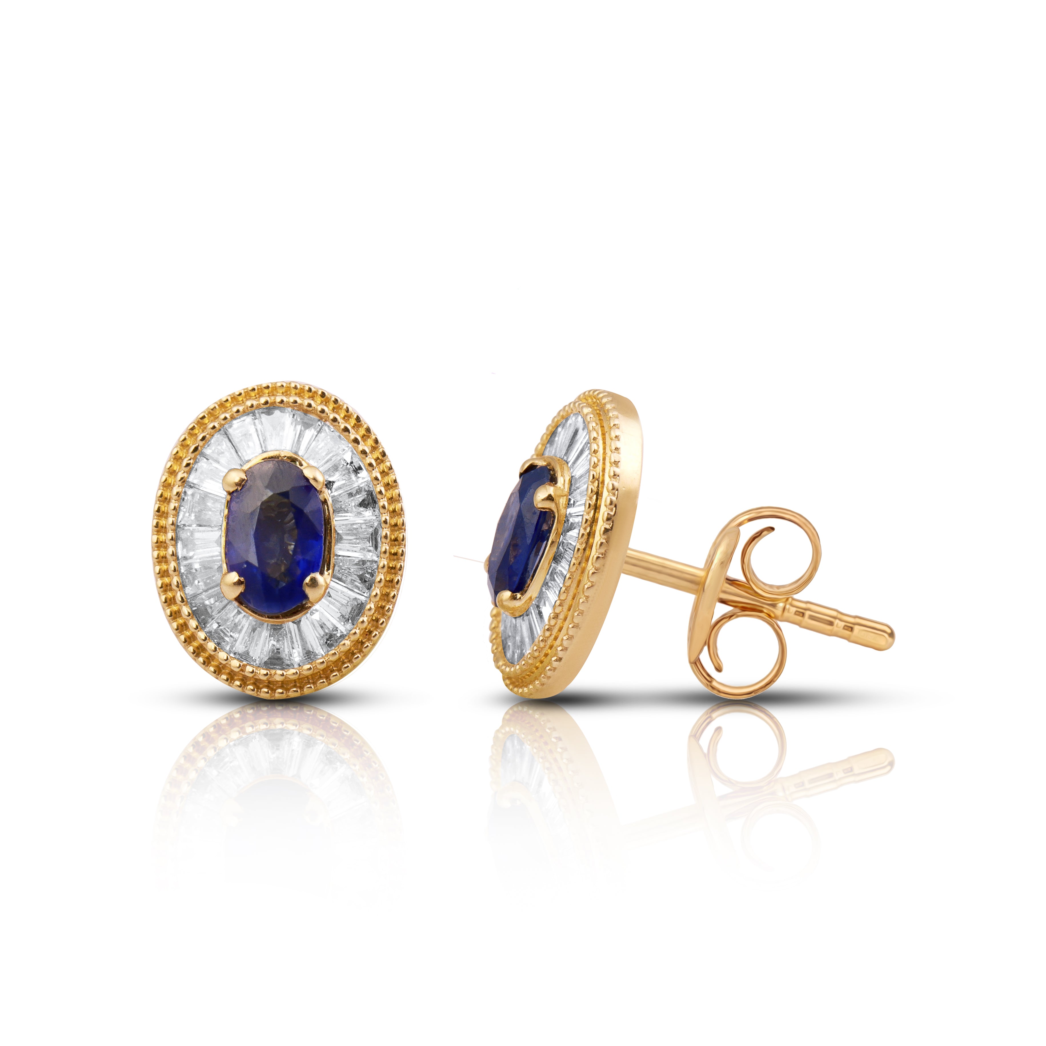 14 karat gold sapphire diamond earrings