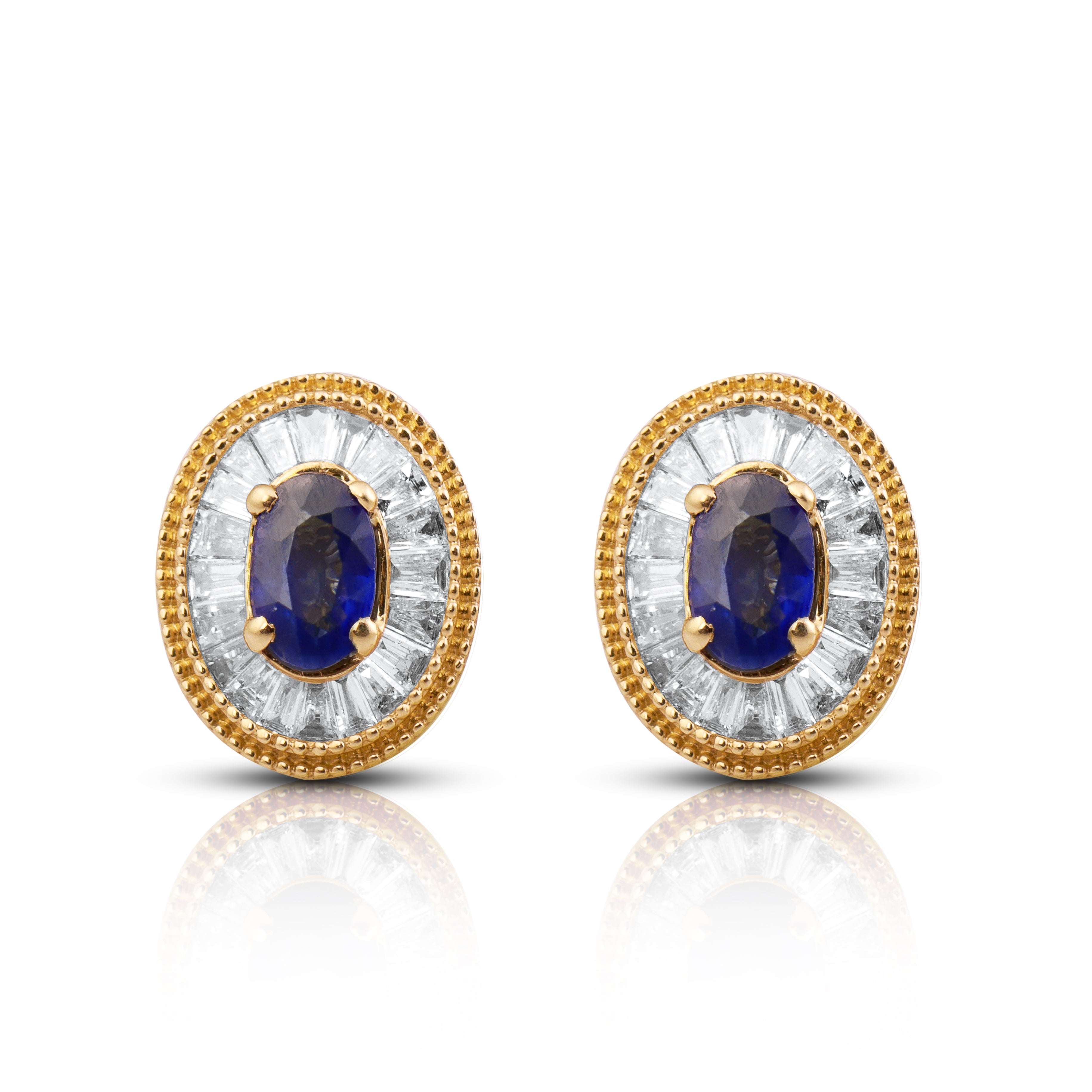 14 karat gold sapphire diamond earrings