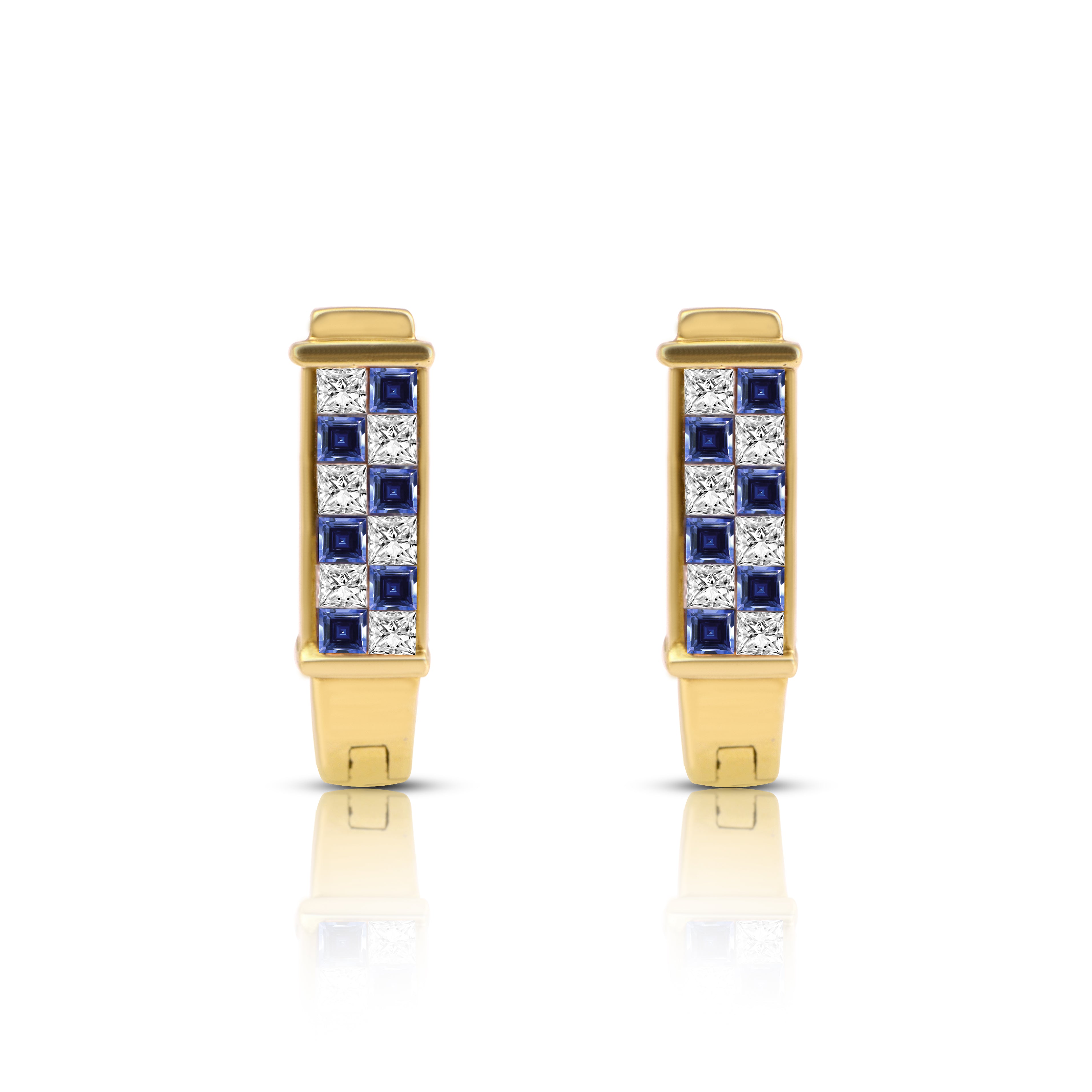 18 karat gold sapphires diamond earrings