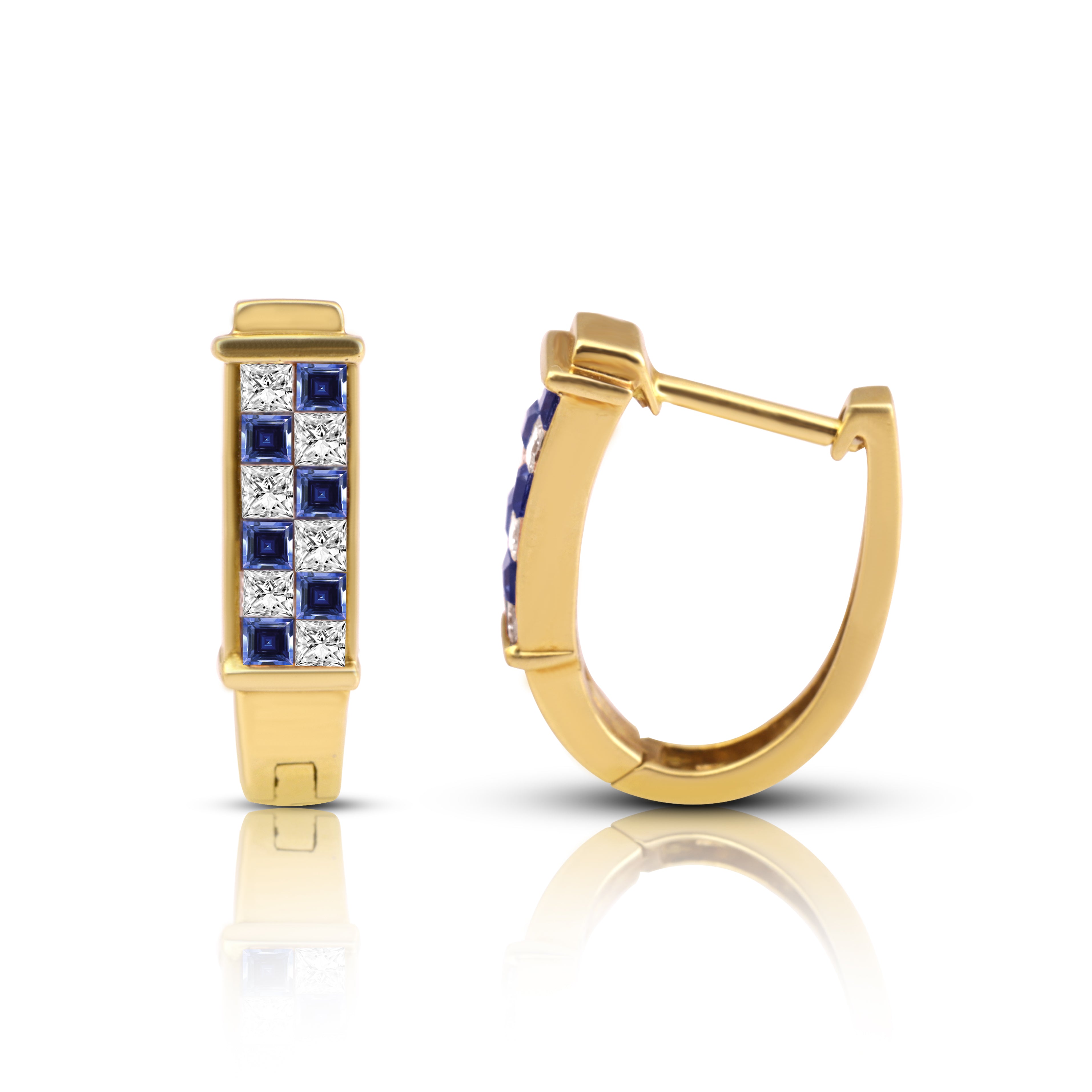 18 karat gold sapphires diamond earrings