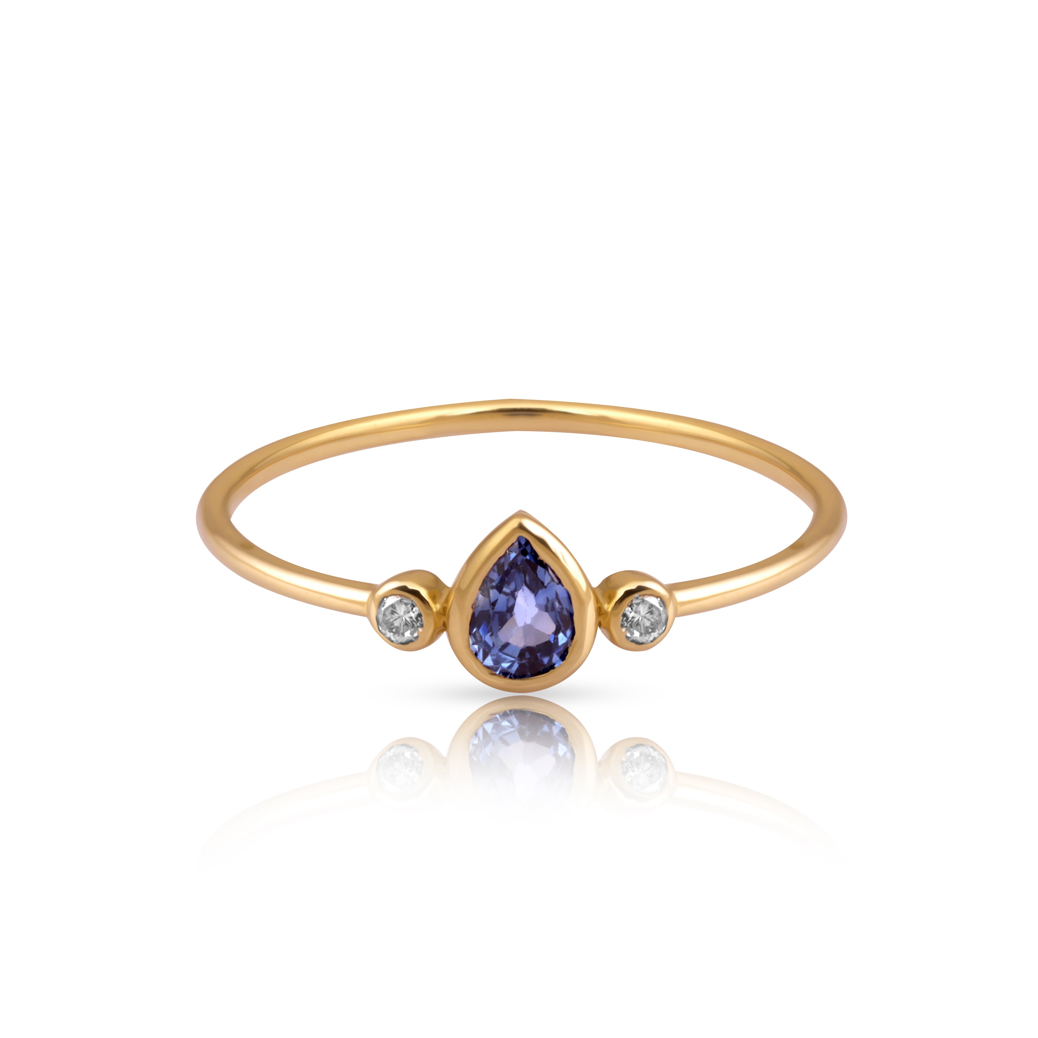 14 karat gold sapphire diamond ring