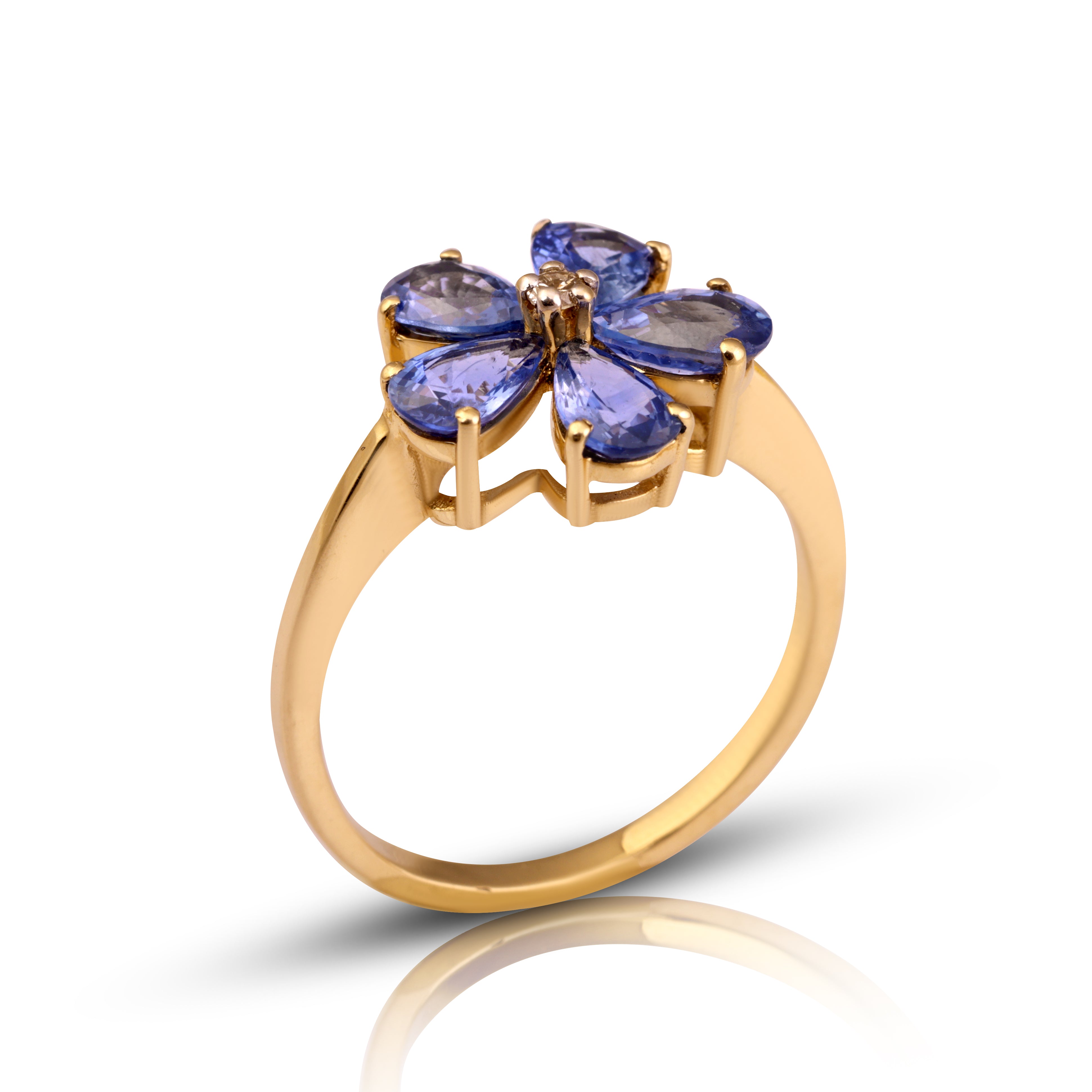 14 karat gold sapphire diamond ring