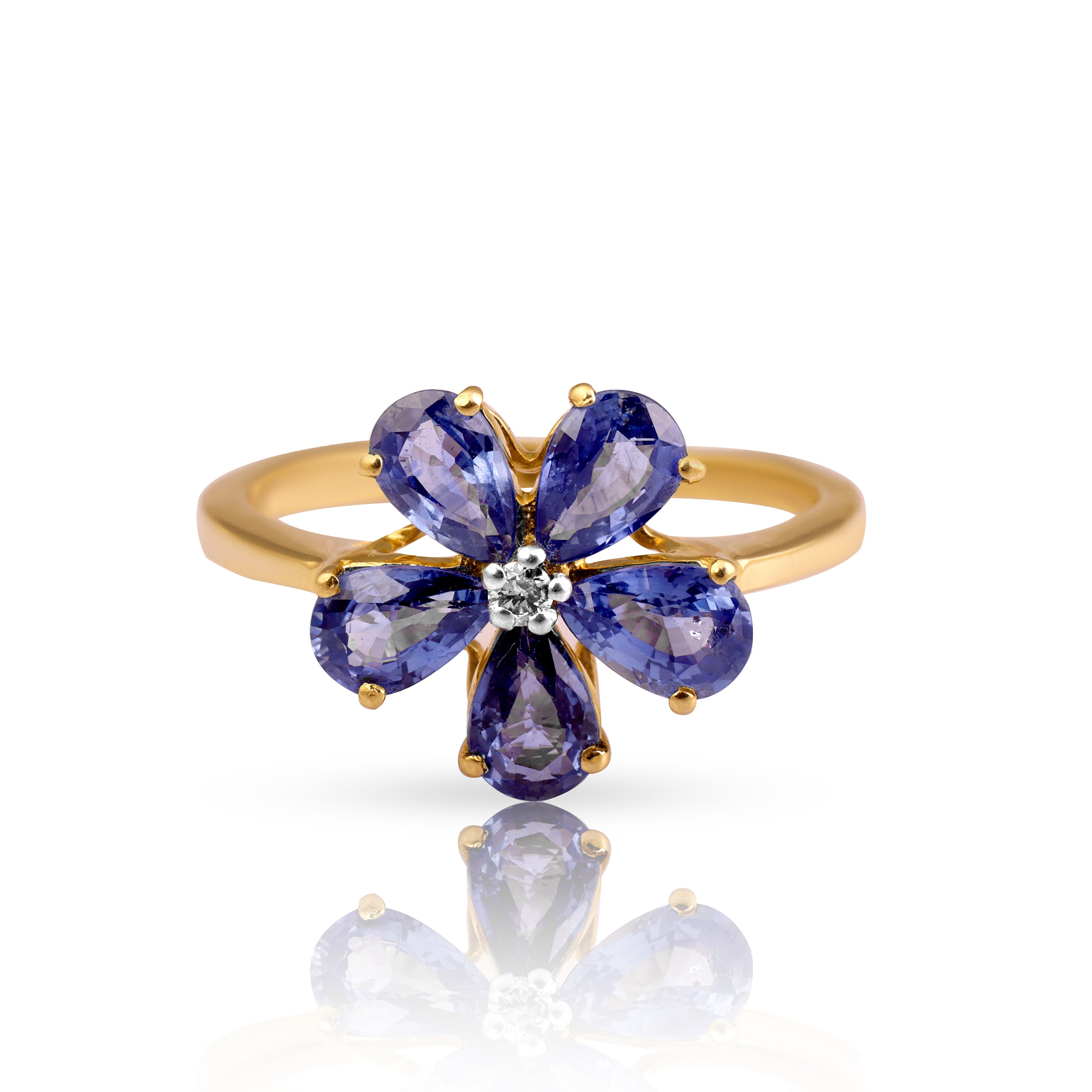 14 karat gold sapphire diamond ring