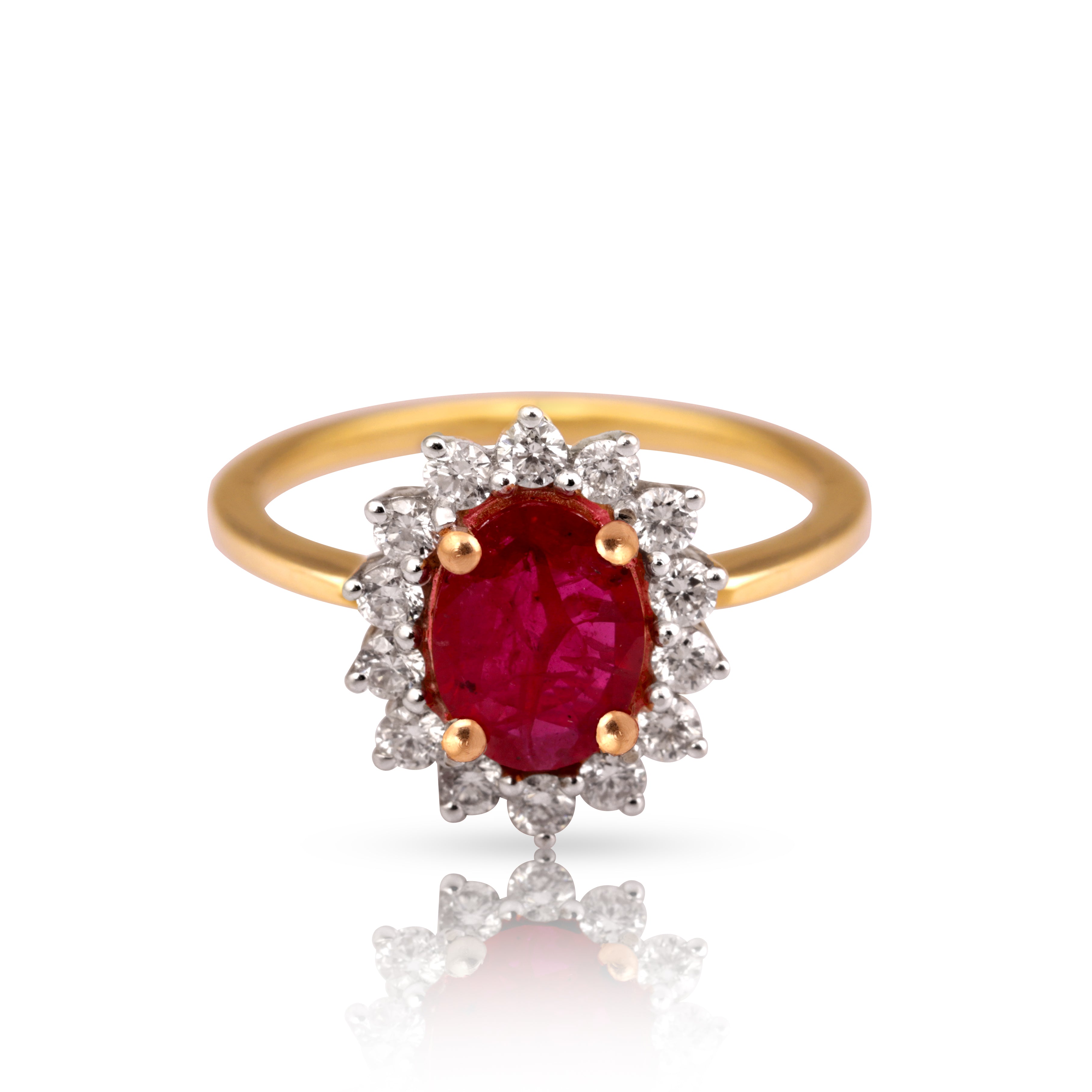 14 karat gold ruby diamond ring