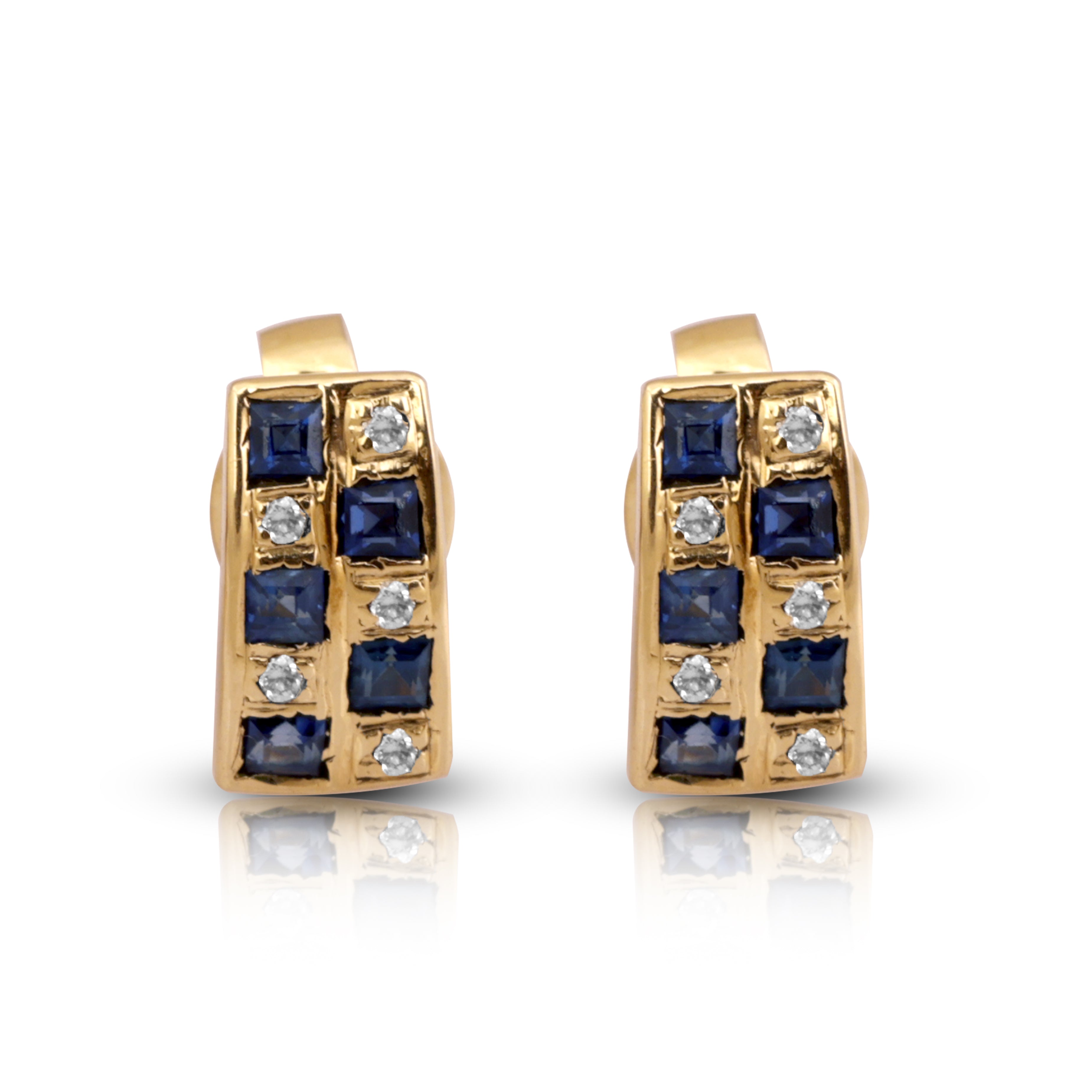 14 karat gold sapphire diamond earrings