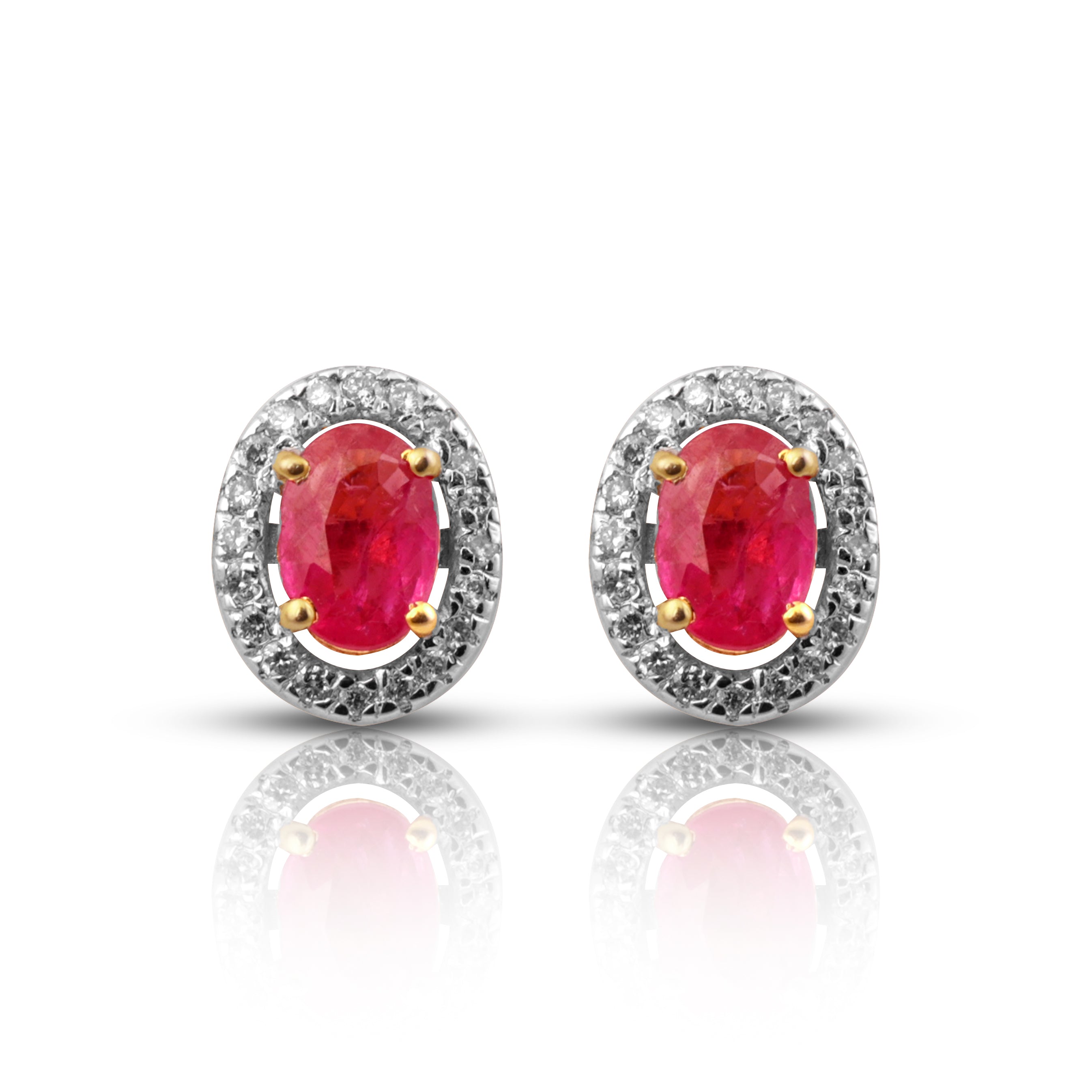 14 karat gold ruby diamond earrings