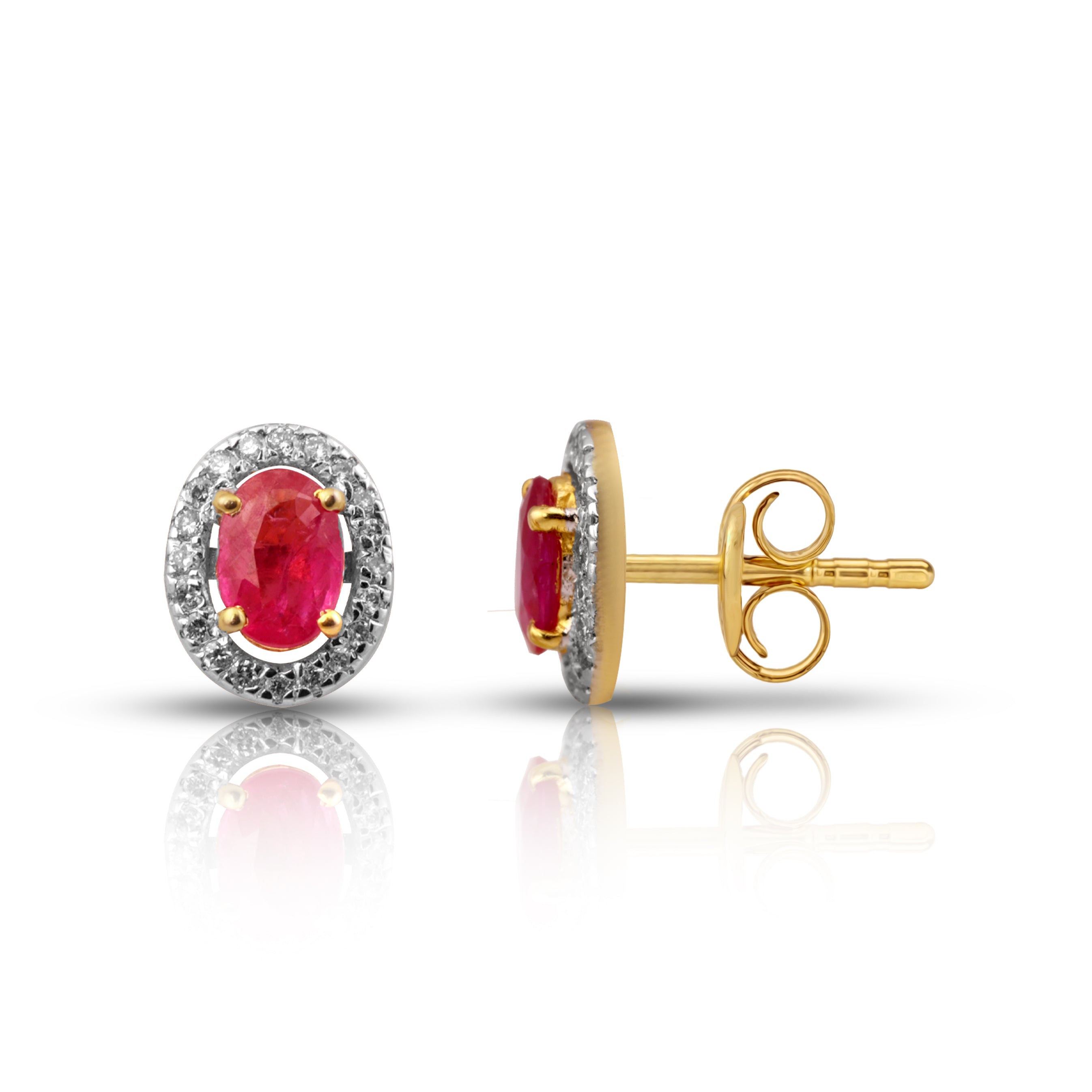 14 karat gold ruby diamond earrings