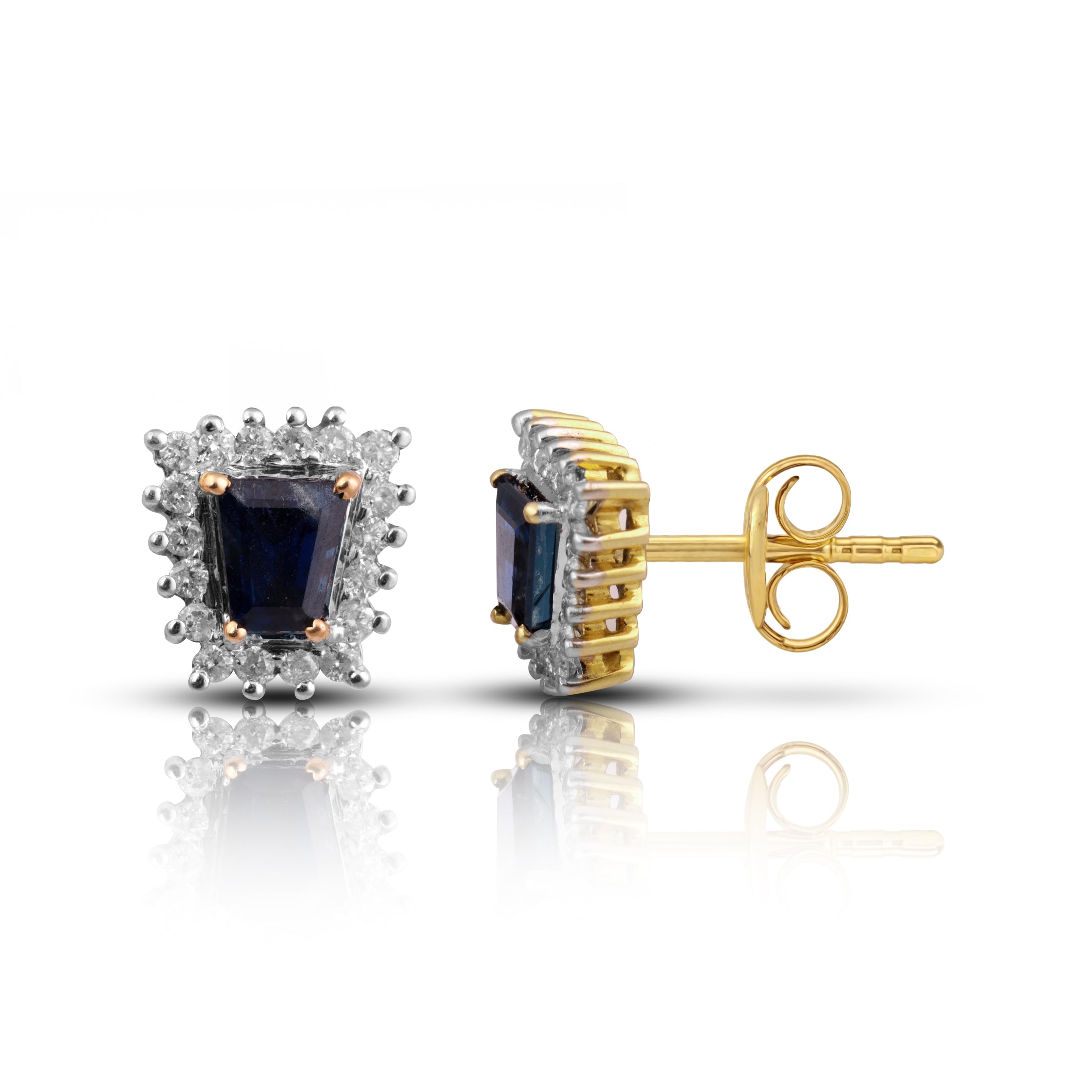 14 karat gold sapphire diamond earrings