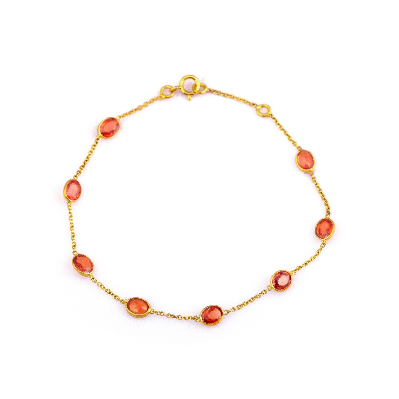 14 karat gold orange sapphire bracelet