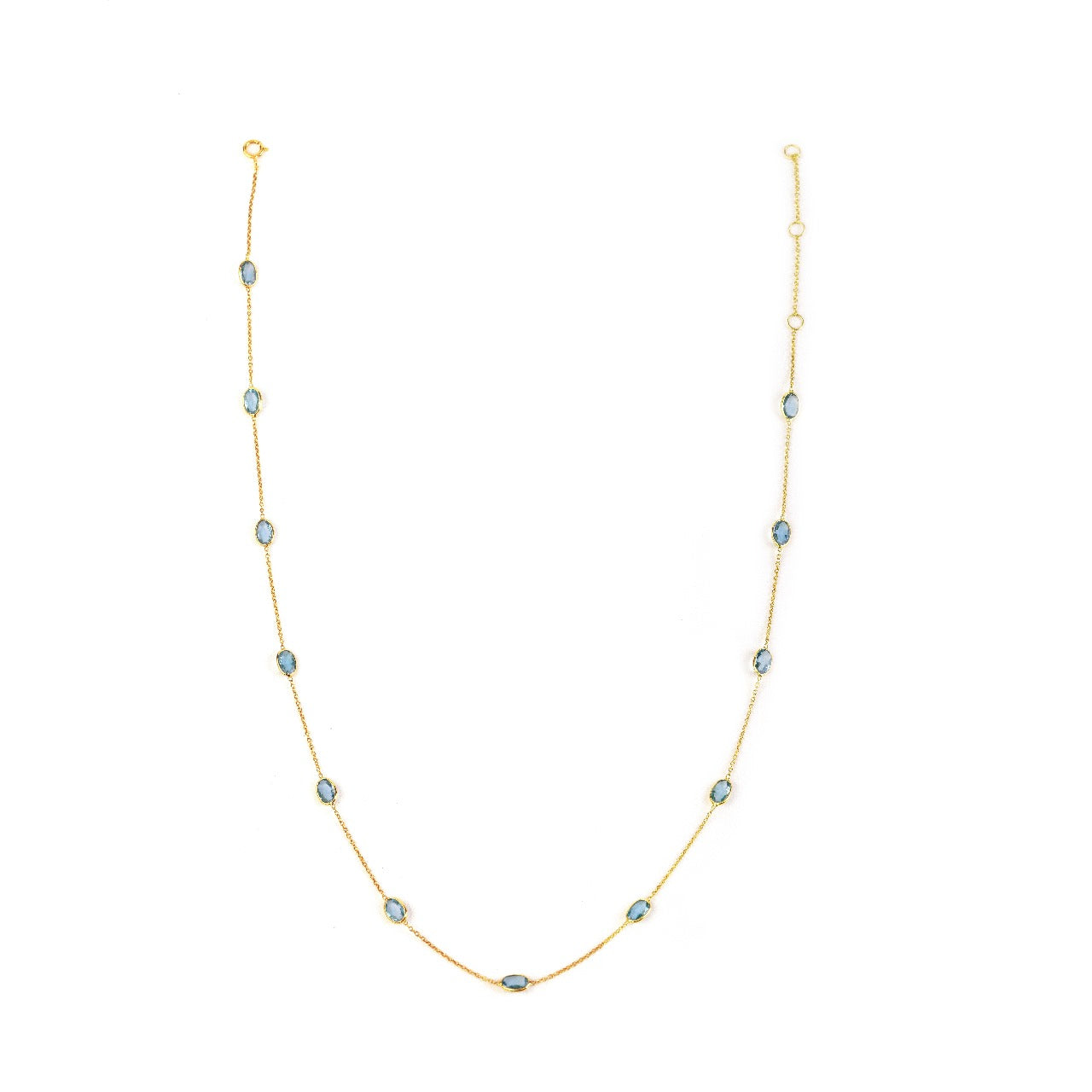 14 karat gold blue topaz necklace