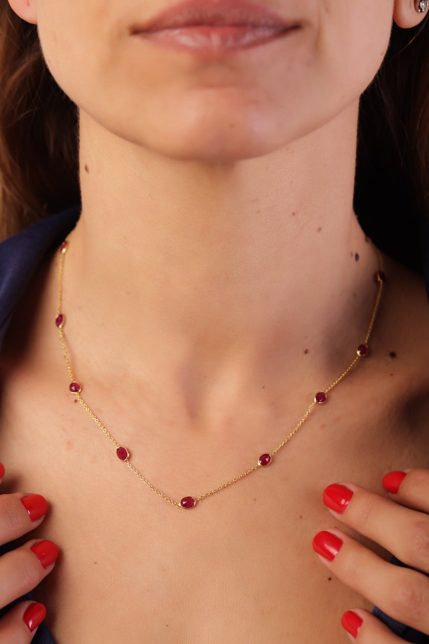 14 karat gold rubies necklace