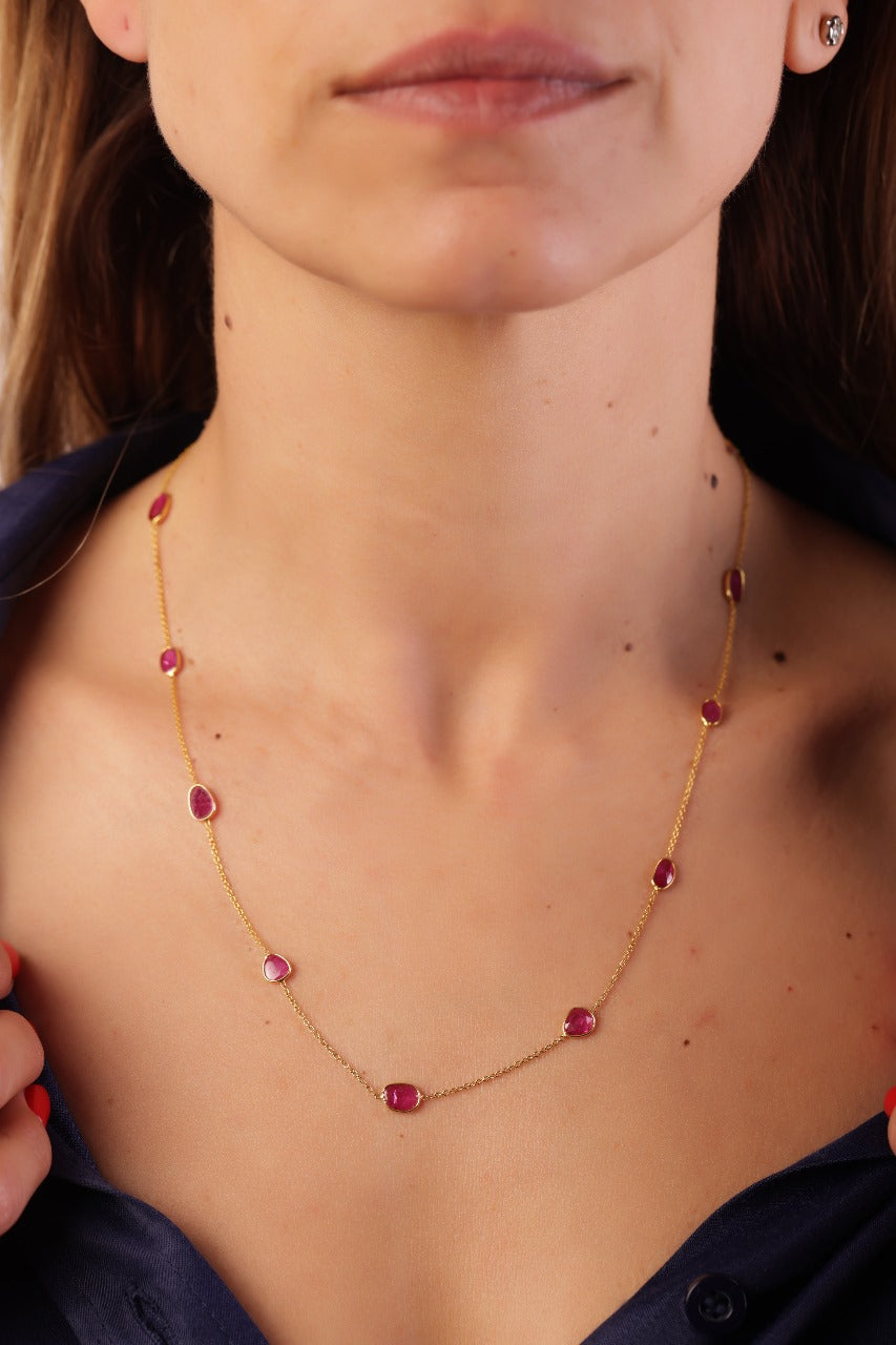 14 karat gold rubies necklace