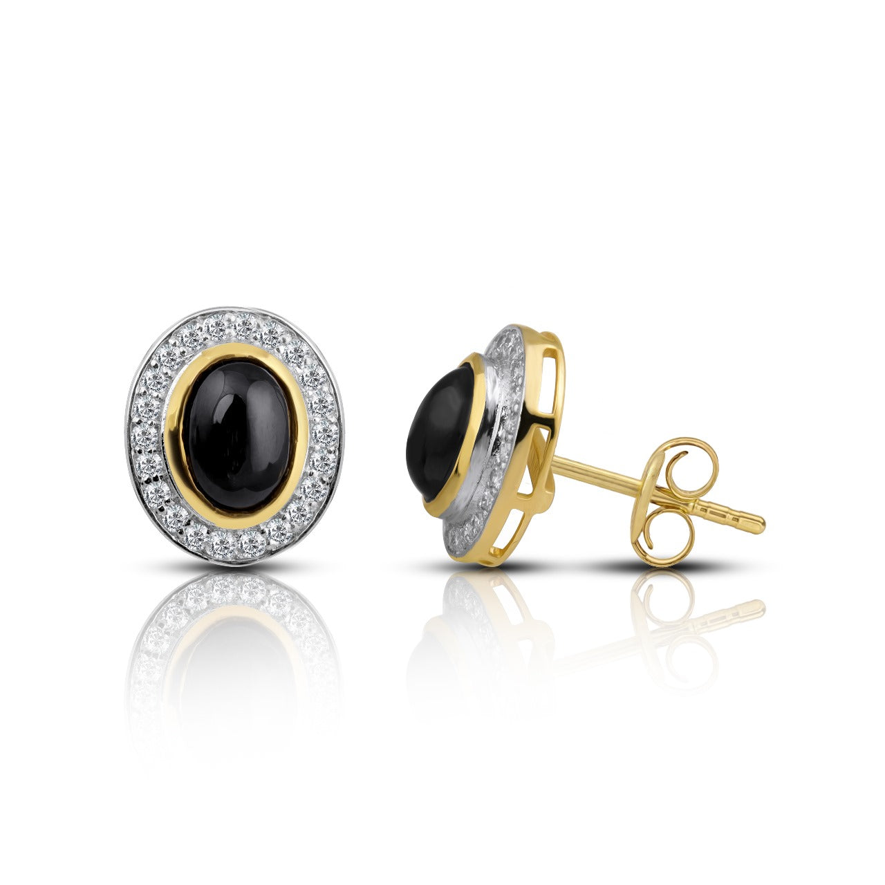 14 karat gold black star diamond earrings