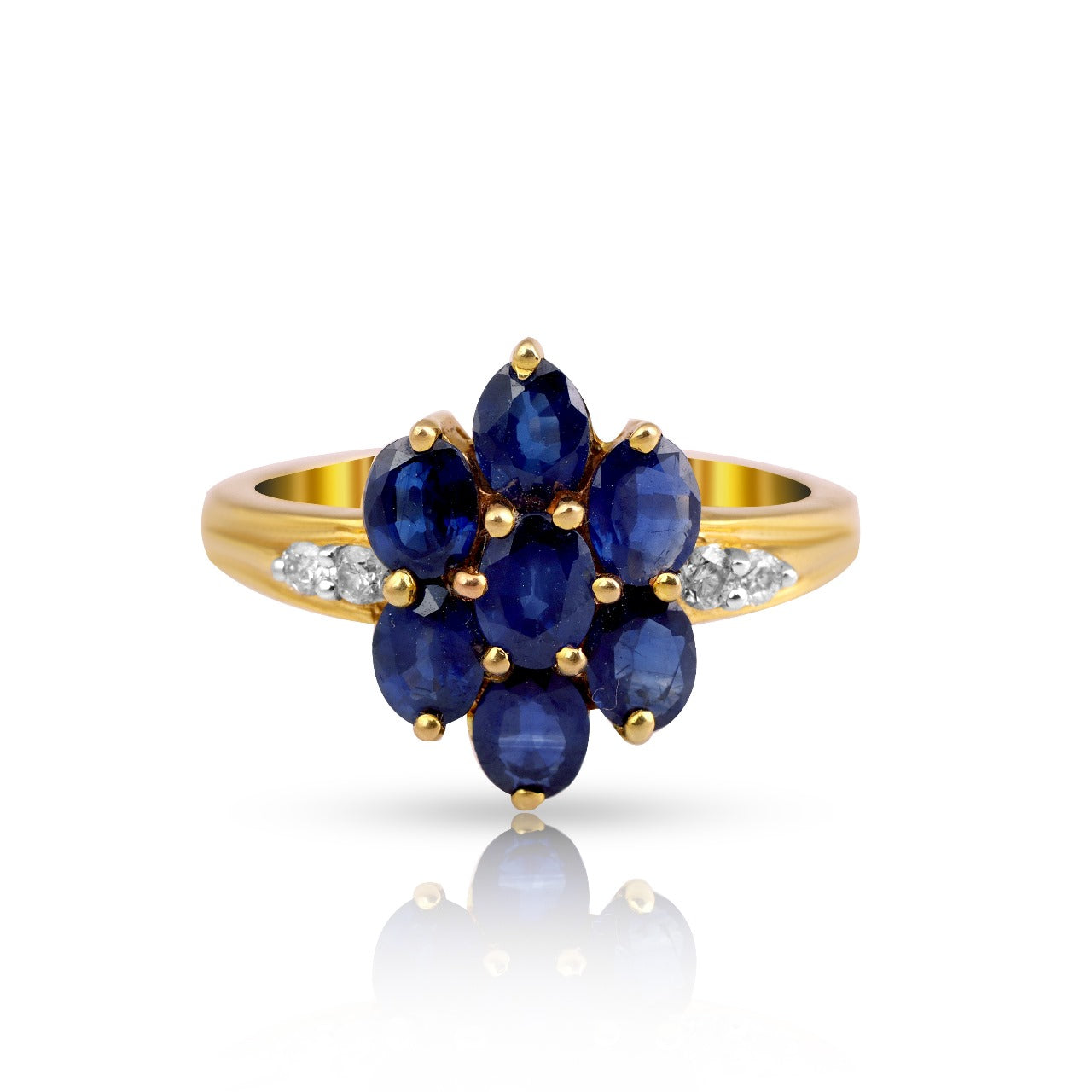 18 karat gold sapphire diamond ring